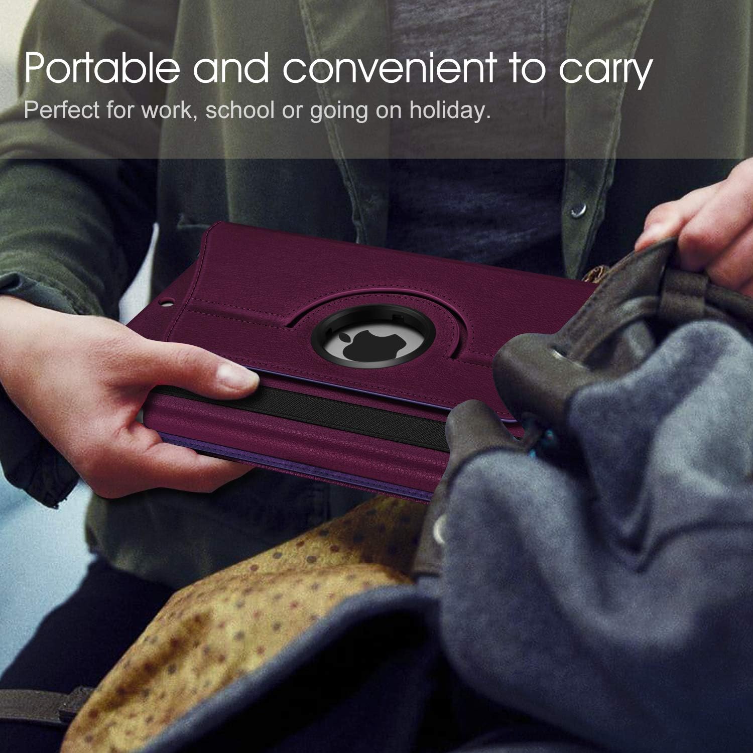 Funda giratoria Fintie para el nuevo iPad de 7a generación de 10.2″ de 2019. Portalápices integrado Funda protectora inteligente giratoria de 360