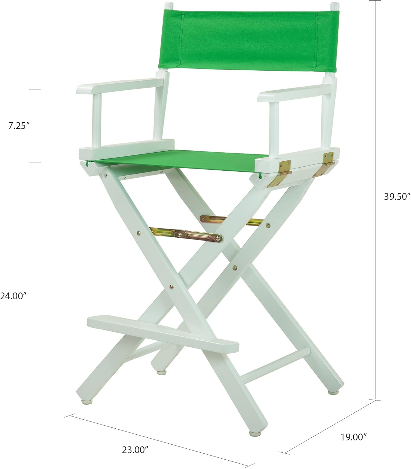 Casual Home – Silla de director de 24 in, marco blanco, con lona color verde, altura de mostrador
