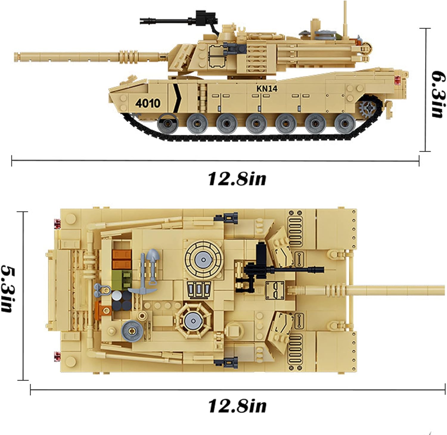 Juguetes de construcción militares para niños, 1053 piezas del ejército de los Estados Unidos M1A2 tanque de batalla principal, bloques de