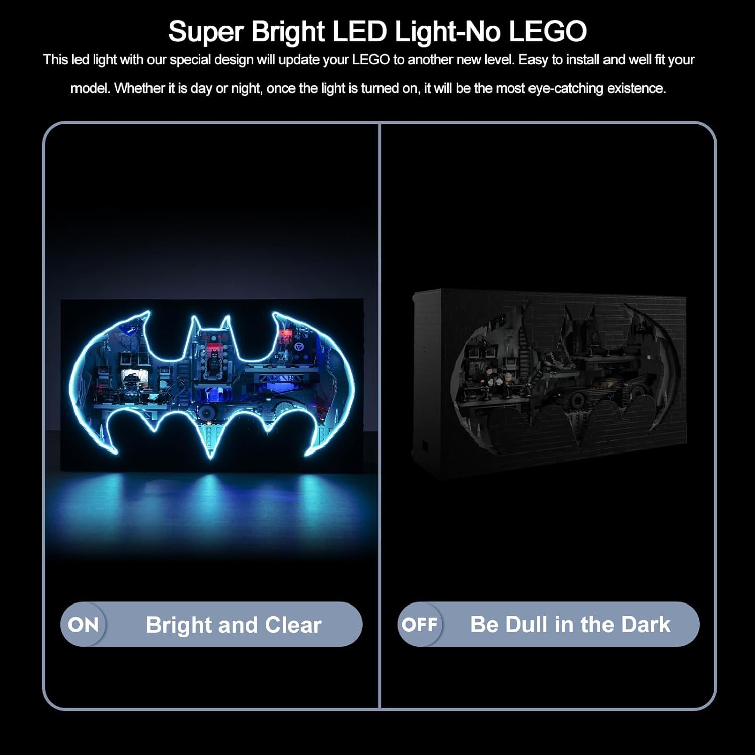 BrickBling Kit de luz LED para Lego Batcuave Shadow Box, versión musical de iluminación compatible con Lego 76252 – No incluye juego de modelos