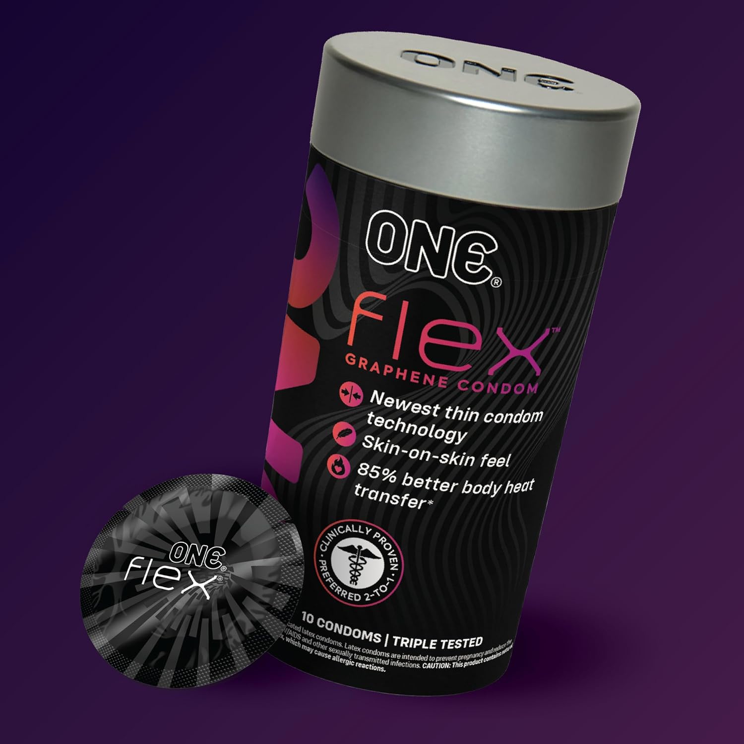 ONE Preservativos Flex Fabricados con grafeno, el material más delgado y fuerte del mundo.Condones ultrafinos, flexibles, fuertes,no tóxicos,