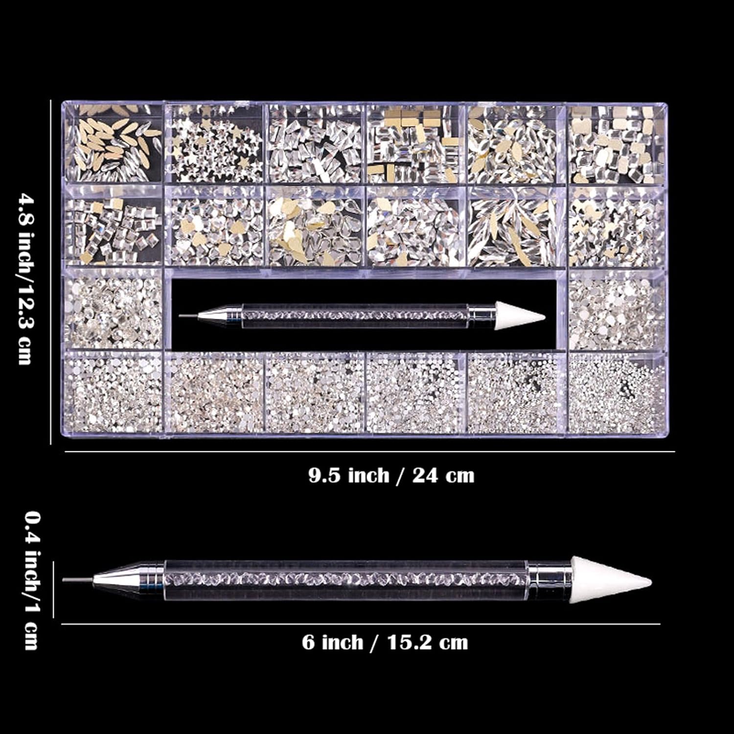 Kit de diamantes de imitación para uñas, decoración de uñas con lápiz de cera, kit de diamantes de imitación AB planos para manualidades, piedras