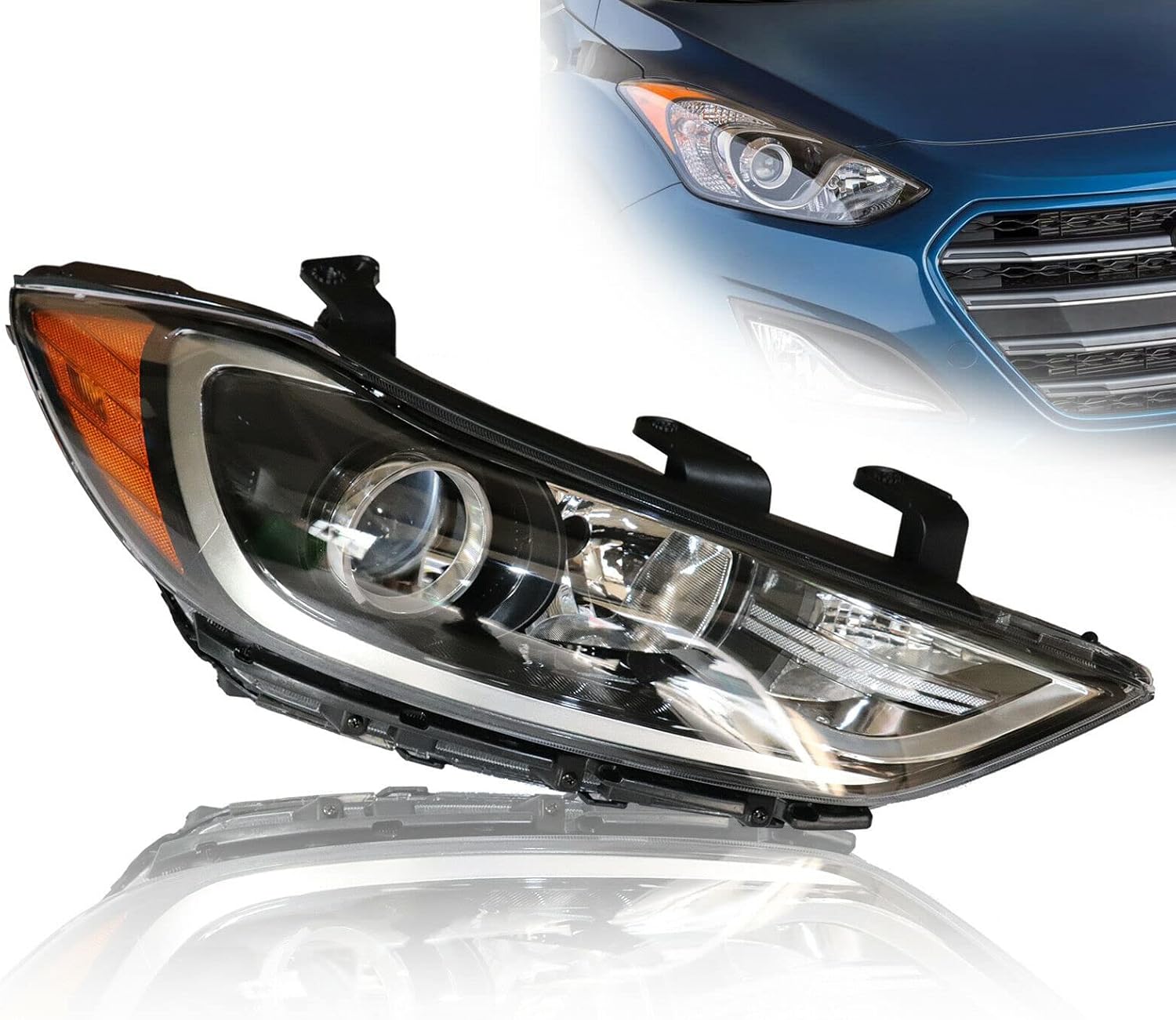 Faros delanteros halógenos para Elantra EcoGL SEGLS PremiumLE Sedan 2017 2018, montaje de faros delanteros del lado del conductor y del pasajero,