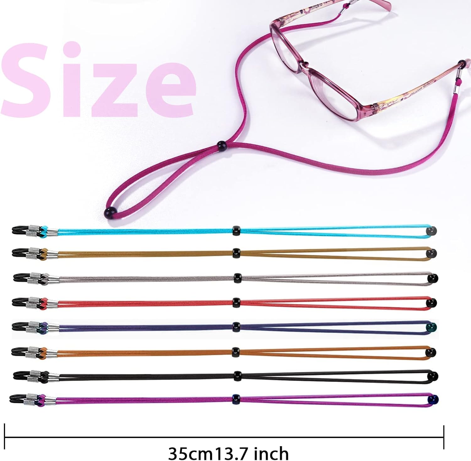 YGDZ Correa para lentes, 8 unidades, correa de cuero para gafas, cadena ajustable para gafas, retenedores de gafas, correa deportiva para lentes de