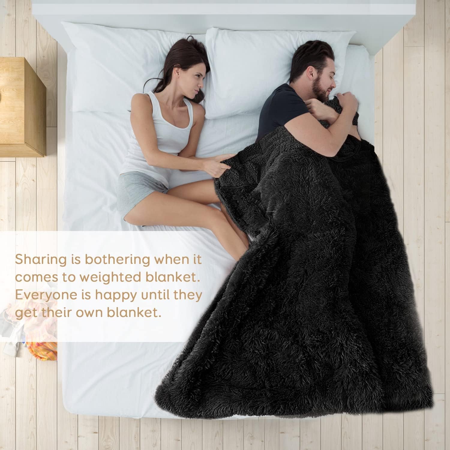 Uttermara Manta con peso de piel sintética lanuda tamaño Queen, 15 libras de largo, manta de cama Sherpa suave y esponjosa para adultos, ultra