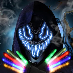 Neragron Máscara LED de Halloween, máscara de luz de neón, máscara de luz aterradora con 3 modos de iluminación para cosplay, disfraz de carnaval Neragron Máscara LED de Halloween, máscara de luz de neón, máscara de luz aterradora con 3 modos de iluminación para cosplay, disfraz de carnaval