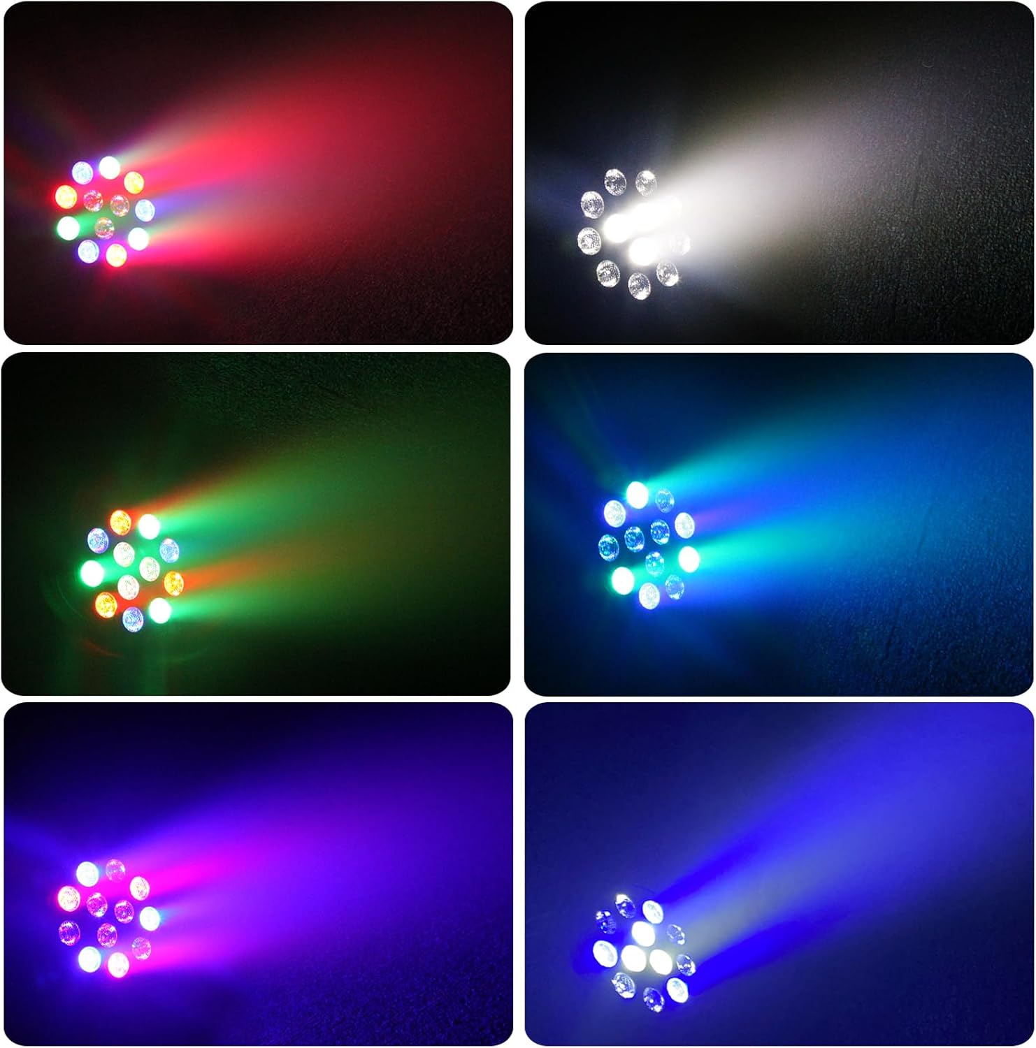 Luz de DJ, 12 luces LED para fiestas de interior, control de luz de escenario móvil activado por sonido, bola de discoteca para bar, concierto,