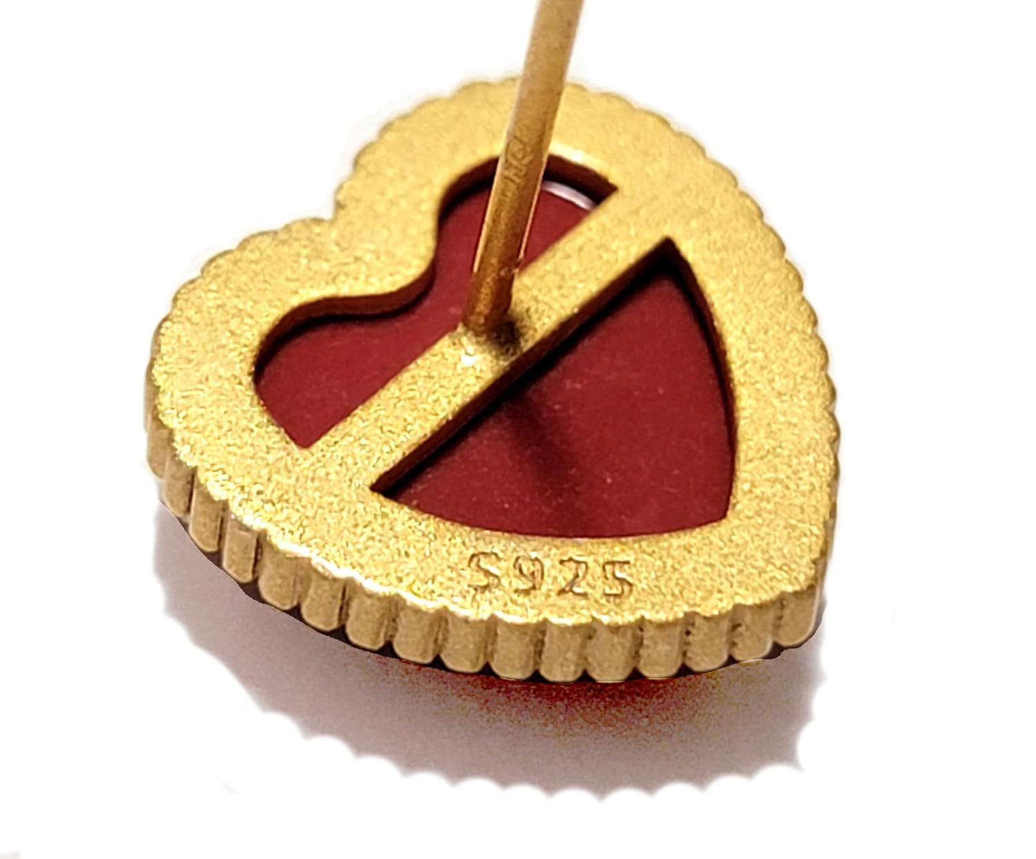 925 Sterling Silver Red Jasper Heart Stud Earrings 14K Gold Plated Matte Finish Natural Gemstone Dainty Stud Women’s Earrings – Hypoallergenic Safe