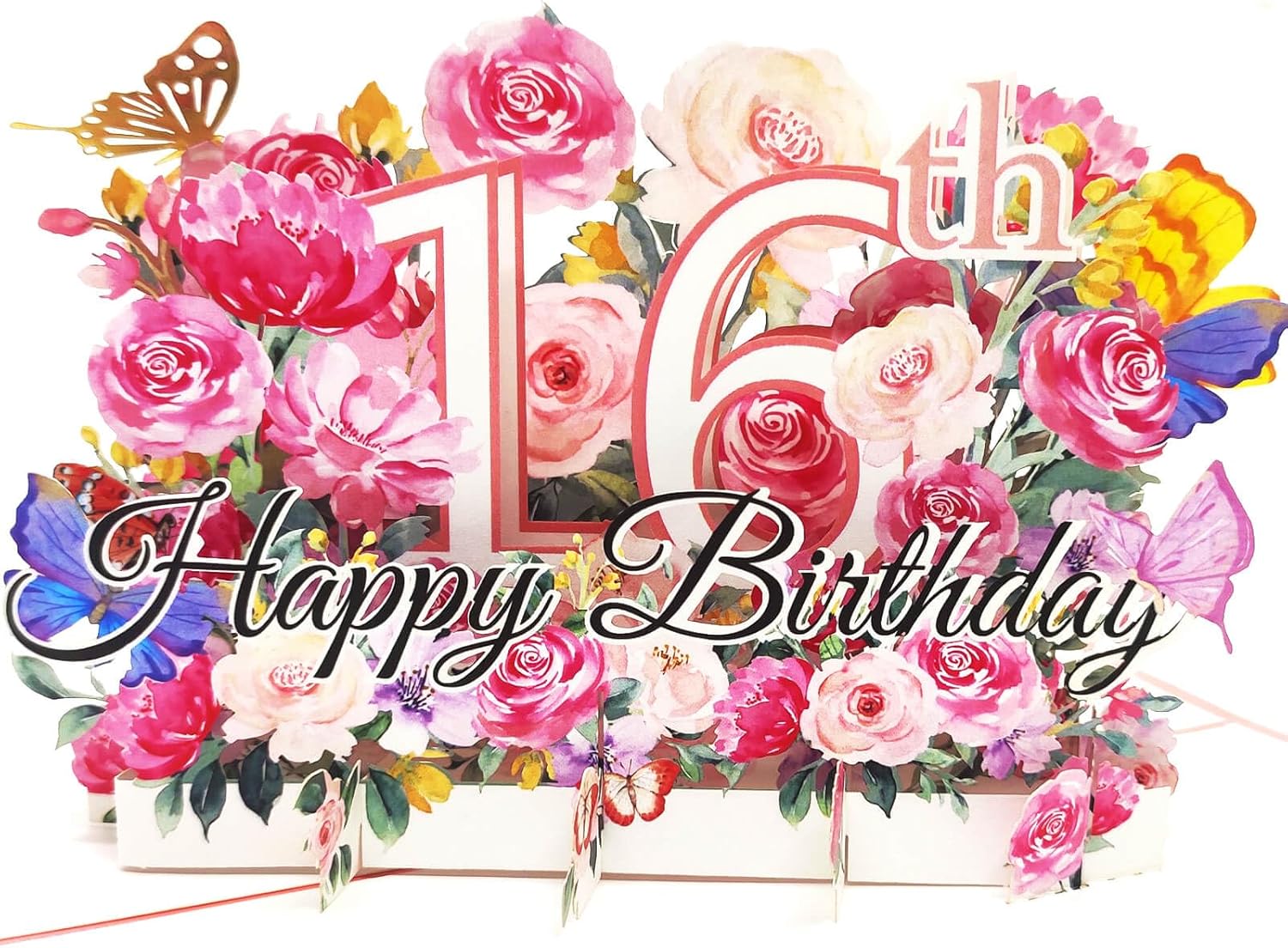 Tarjeta de cumpleaños de 16 años, divertida tarjeta de cumpleaños desplegable para niñas, regalo de cumpleaños para hija, hermana, amigas, tarjetas
