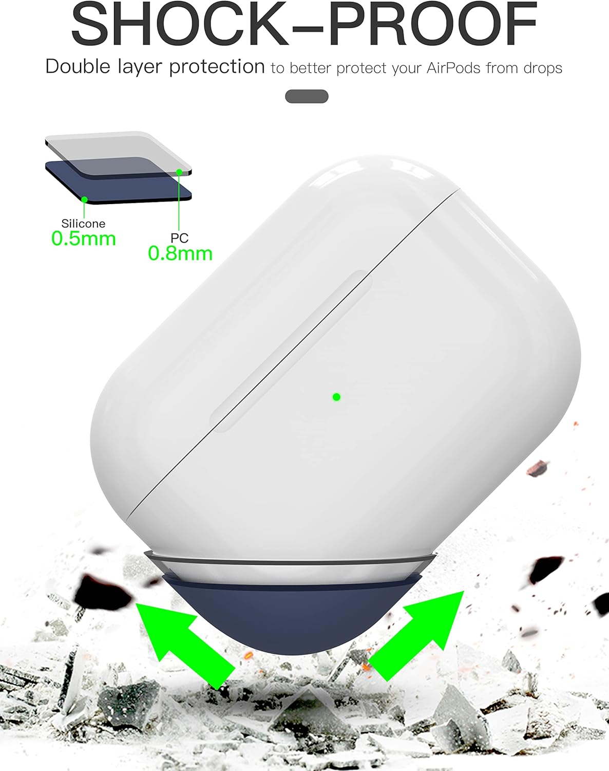 Funda de silicona líquida para AirPods Pro 2, funda protectora híbrida de triple capa, a prueba de golpes, compatible con AirPods Pro de 2