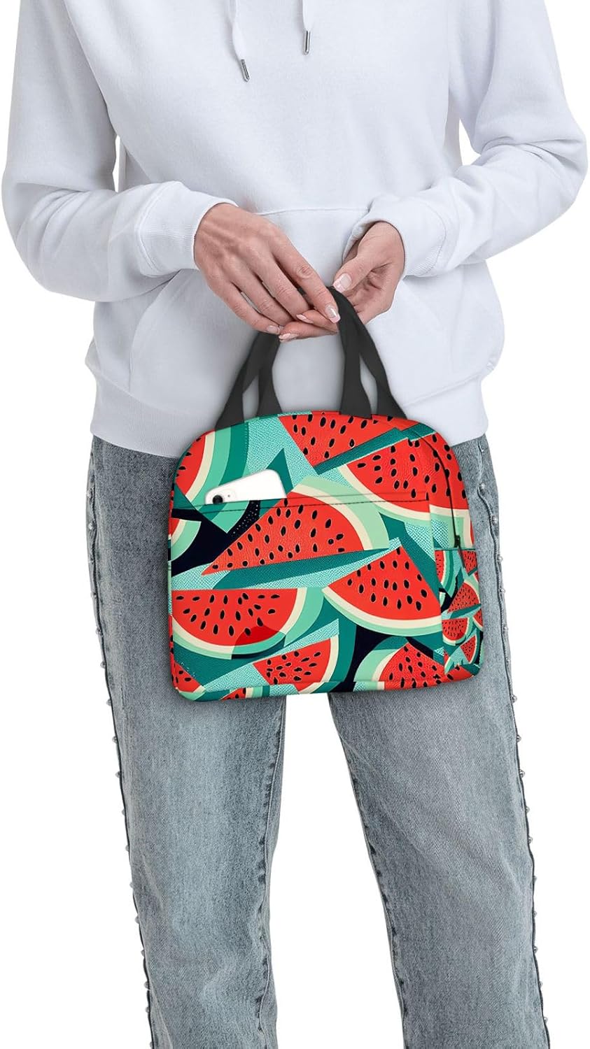 Lonchera térmica para mujeres y hombres, con estampado de sandía en rodajas, reutilizable, a prueba de fugas, para el trabajo, oficina, picnic o