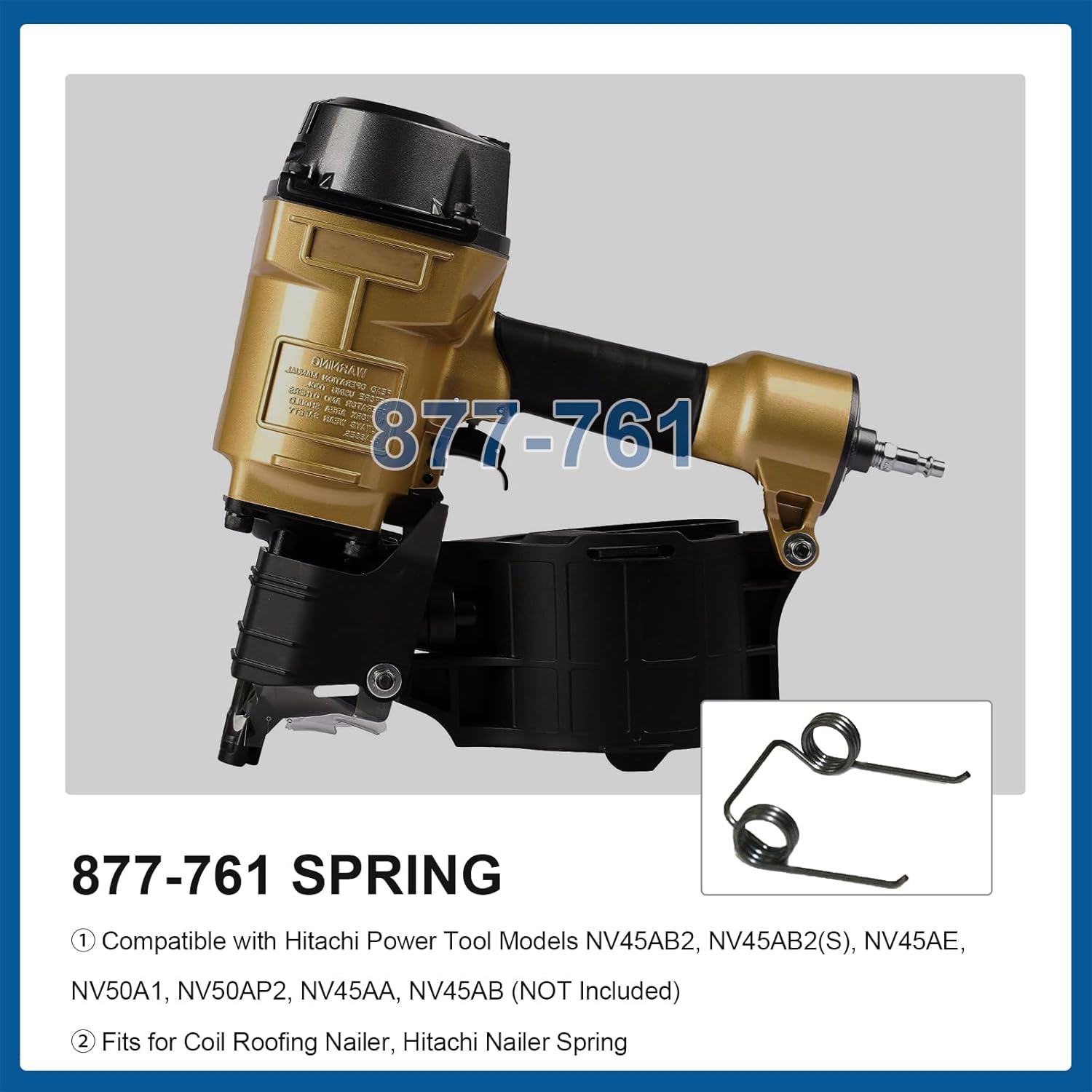 877-761 877761 Muelle alimentador para clavadora de techos de bobina compatible con Hitachi NV45AB2 NV83AA2 NV50AP2 NV65AC (paquete de 6)