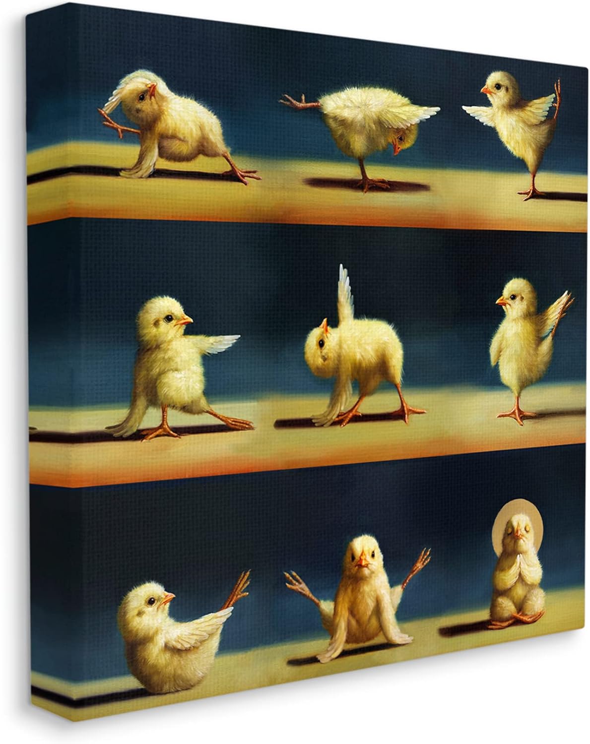 Stupell Industries Lienzo decorativo para pared con diseño de pollitos de yoga y animales de granja, diseño de Lucia Heffernan, 17 x 17 pulgadas,