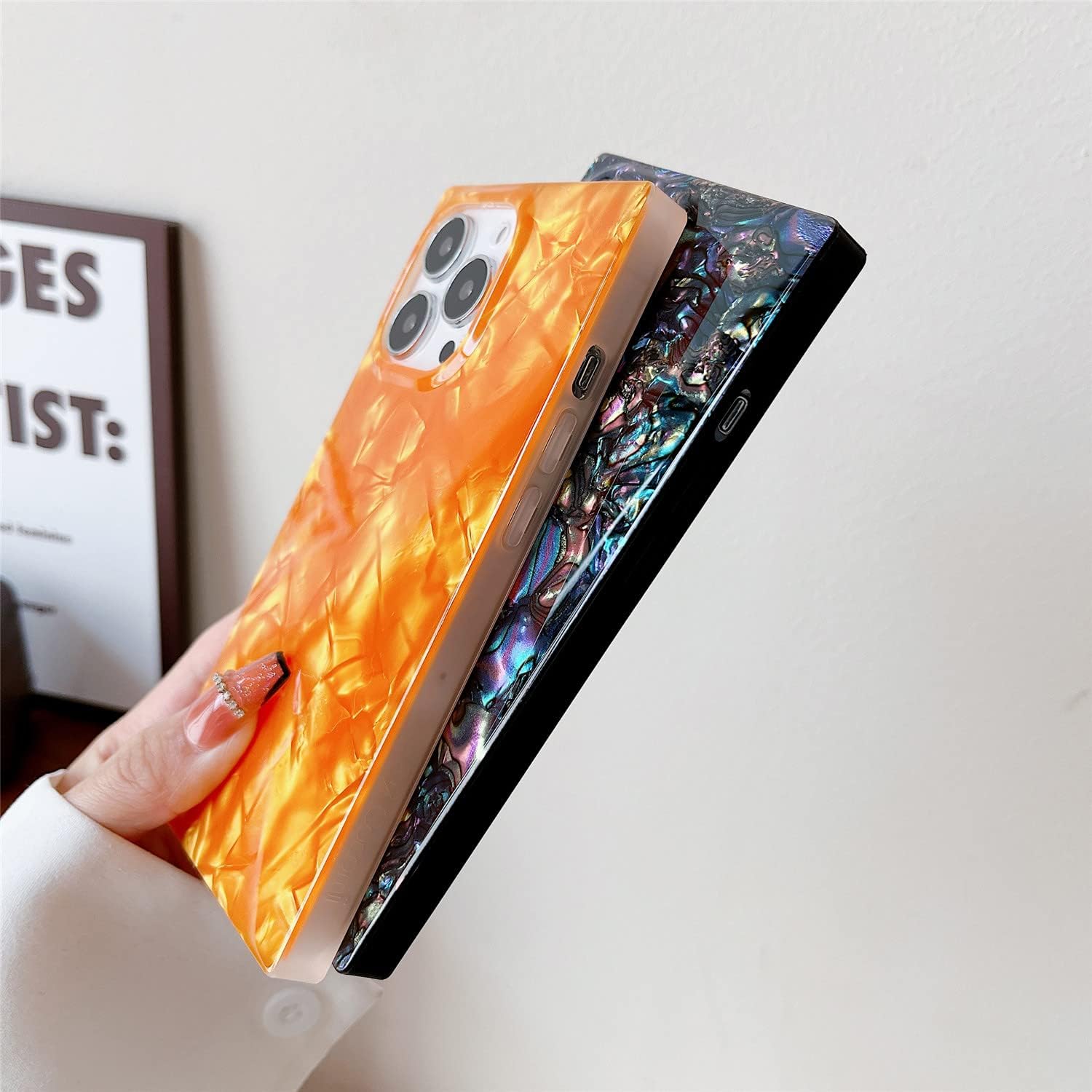 COCOMII Funda cuadrada compatible con iPhone 11 Pro Max, lujosa, delgada, brillante, perla opalescente, purpurina iridiscente, fácil de sostener,
