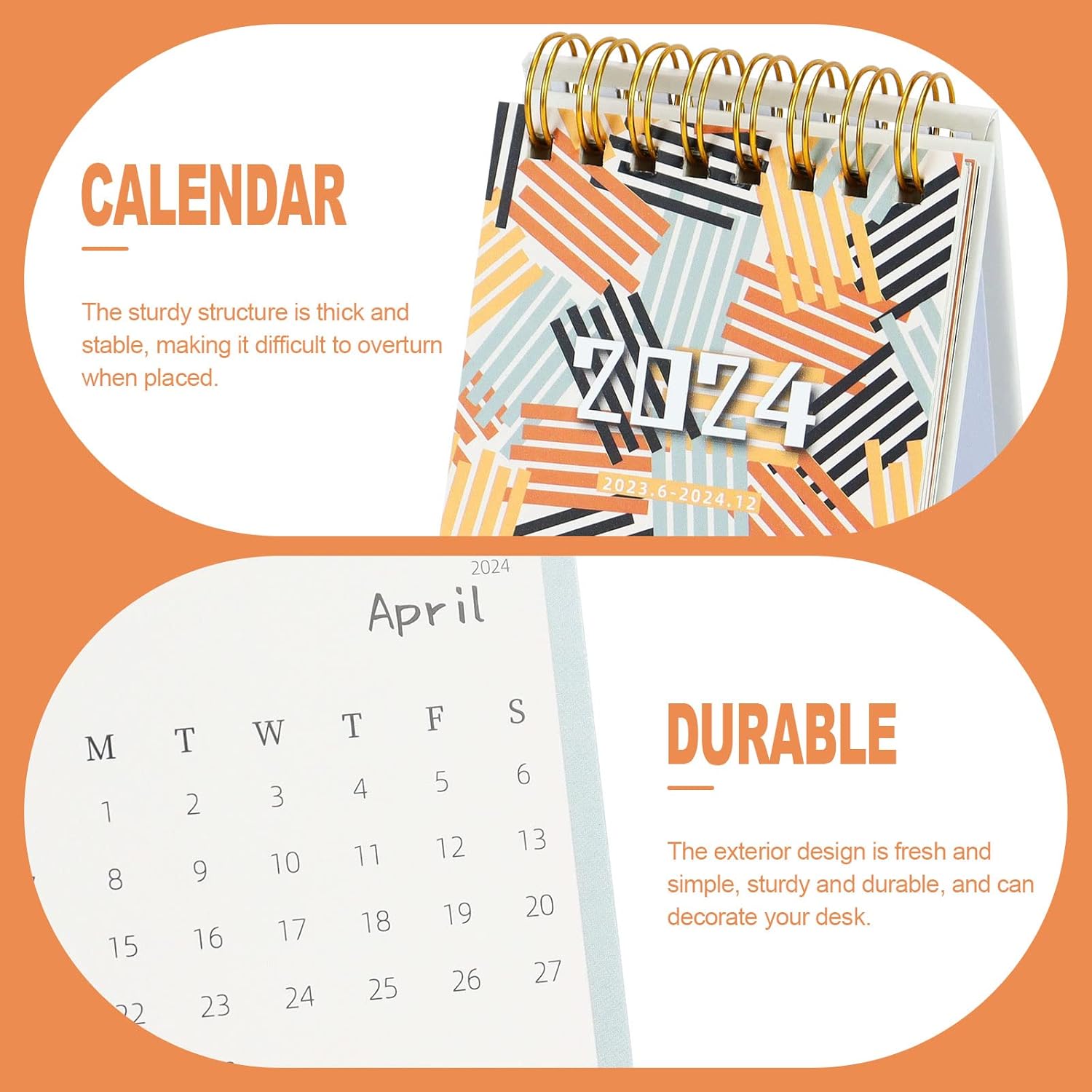 Mini calendario de escritorio 2023-2024, calendario de escritorio pequeño portátil (3.9 x 3 pulgadas), calendarios mensuales de año académico con
