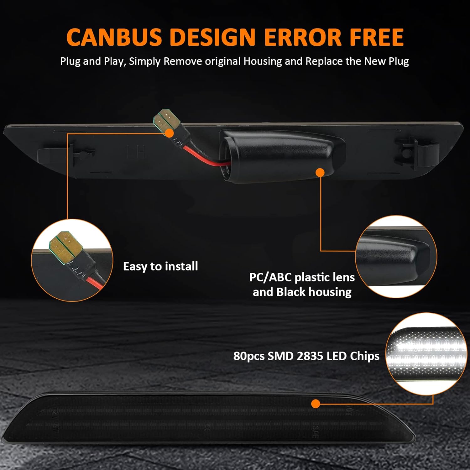 Bestview Accesorios de luces LED de posición laterales traseras para Ford Mustang 2015-2022, doble fila blanca para guardabarros trasero trasero