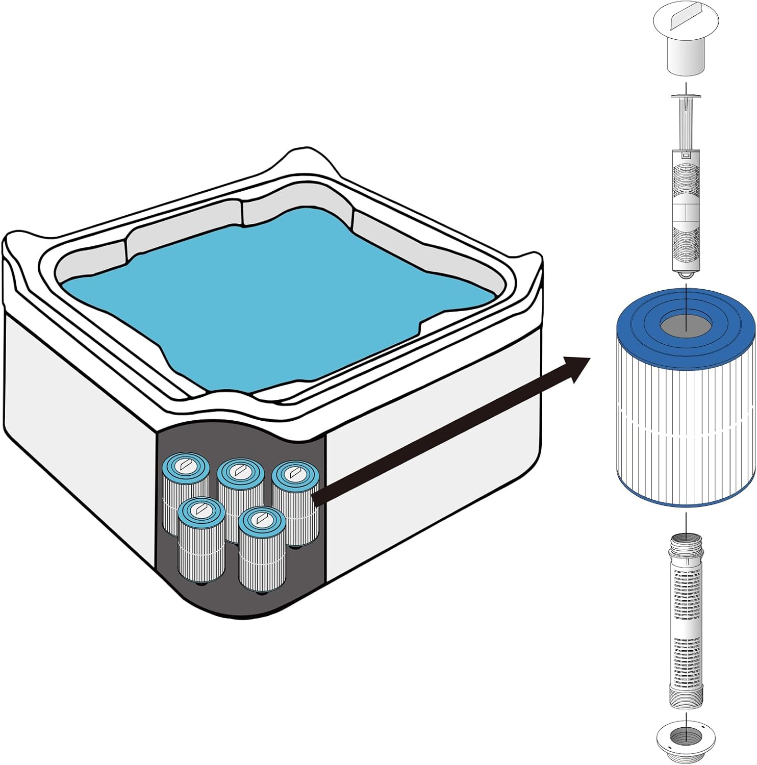 Tapa de tubo vertical de filtro de bañera de hidromasaje de 3-12 pulgadas compatible con balnearios Watkins Hot Springs (1, blanco)