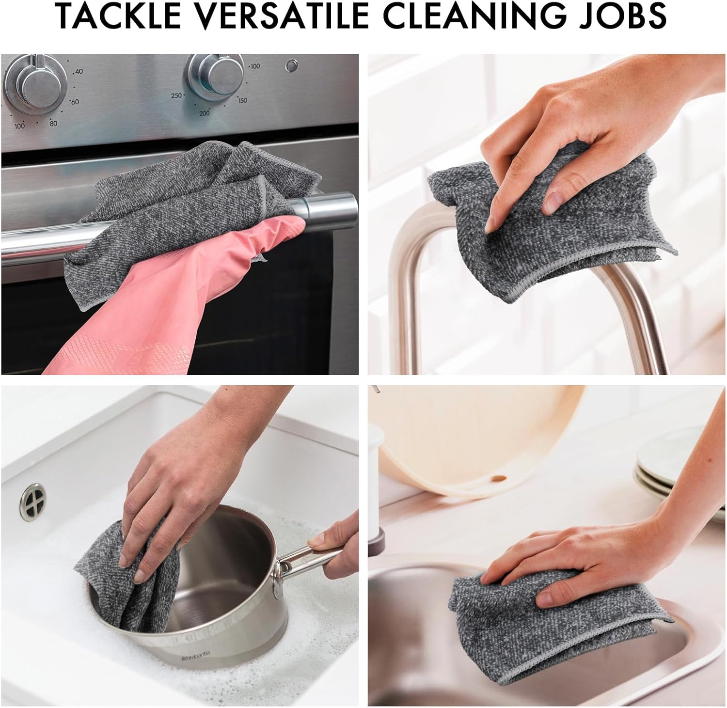 Juego de toallas de cocina y paños de cocina, paño de limpieza de microfibra, 9.8 x 9.8 pulgadas, toallas de mano suaves para cocina, paños de