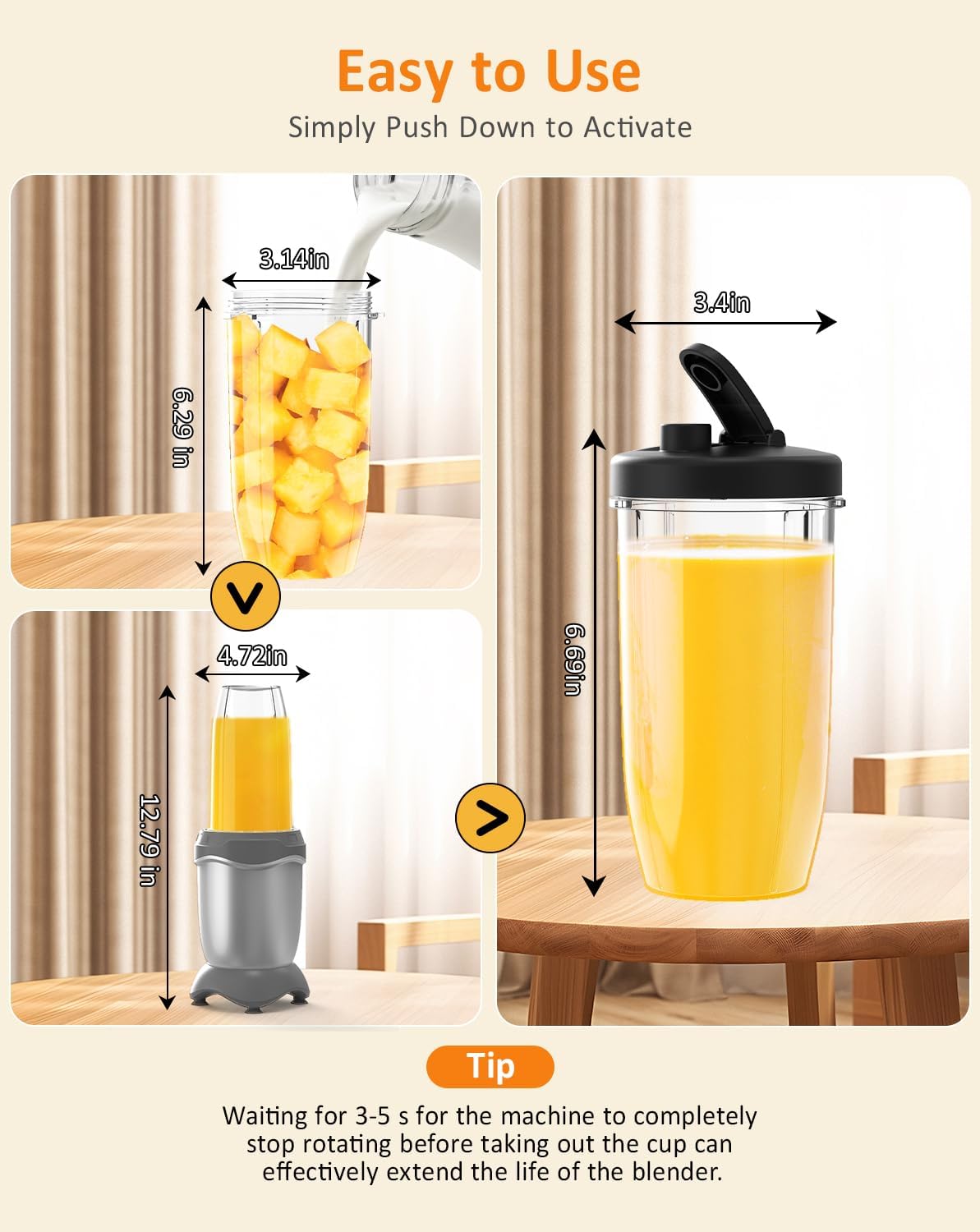 Batidora de batidos, licuadora personal compacta de 850 W, juego de licuadora de jugos, bebidas congeladas, batidos, salsas y más, 2 tazas para