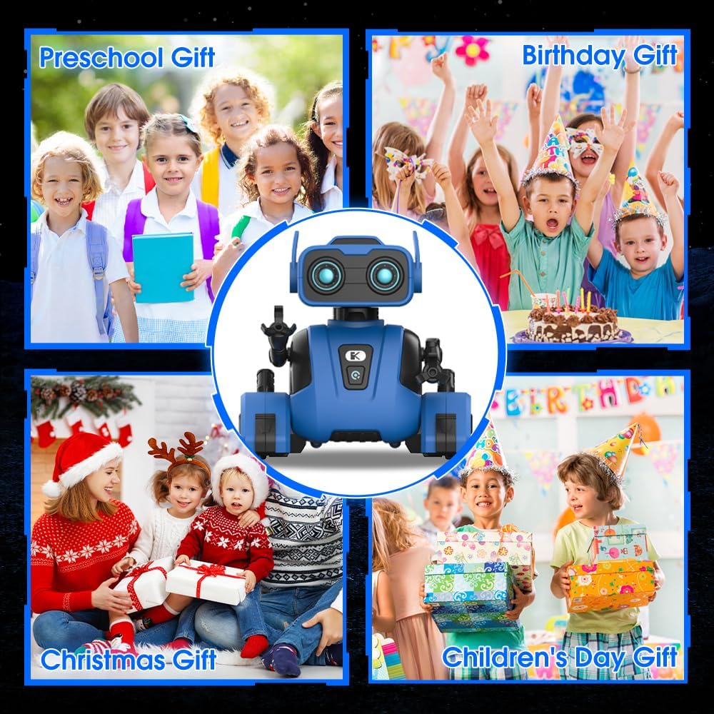 Robots de control remoto para niños, con ojos LED, movimientos de baile, música, cabeza y brazos flexibles, regalo de Navidad para mayores de 3 años