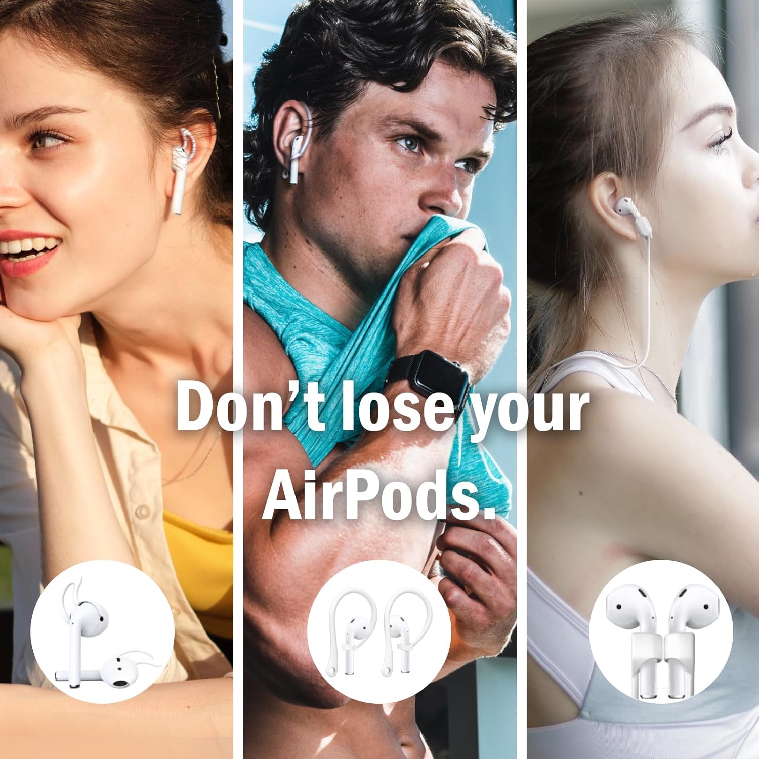 Funda para AirPods de 2 generación y 1 generación con kit de limpieza, correa antipérdida, cordón deportivo y cubierta de ganchos para las orejas (2