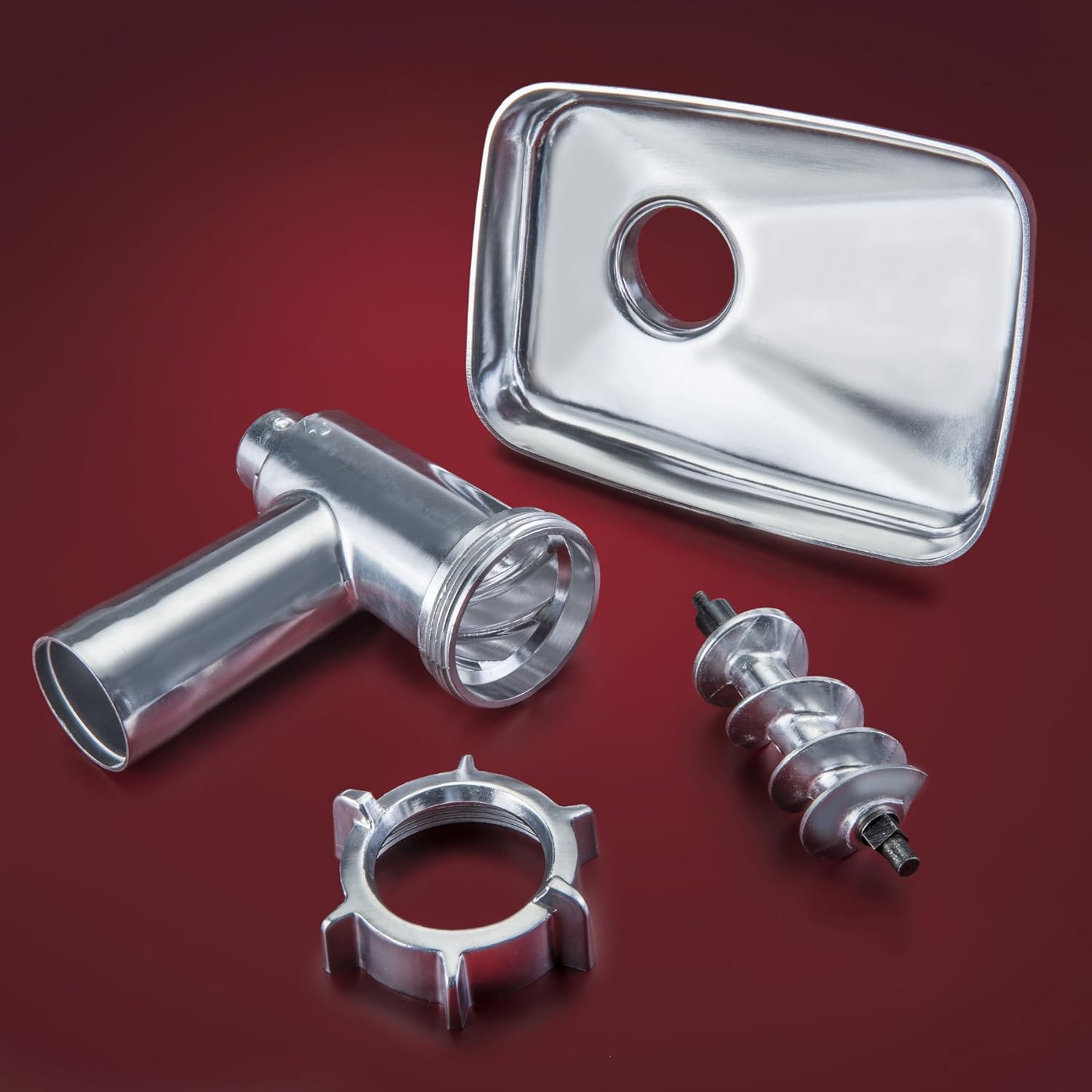 STX Turboforce II “Platinum” – Molinillo eléctrico de carne y relleno de salchichas 6 placas de molienda, 3 cuchillas SS, 3 tubos de salchicha,