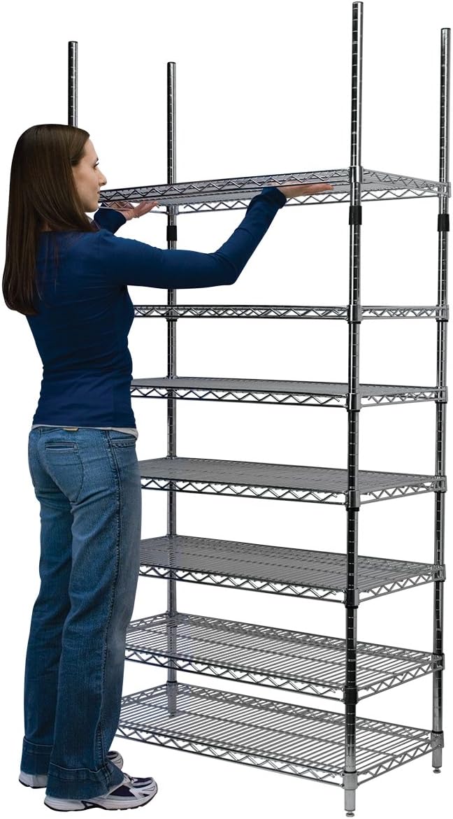 Akro-Mils AWP54UPRIGHT – Sistema de estante vertical de alambre cromado de grado industrial certificado NSF de 54 pulgadas (paquete de 4)