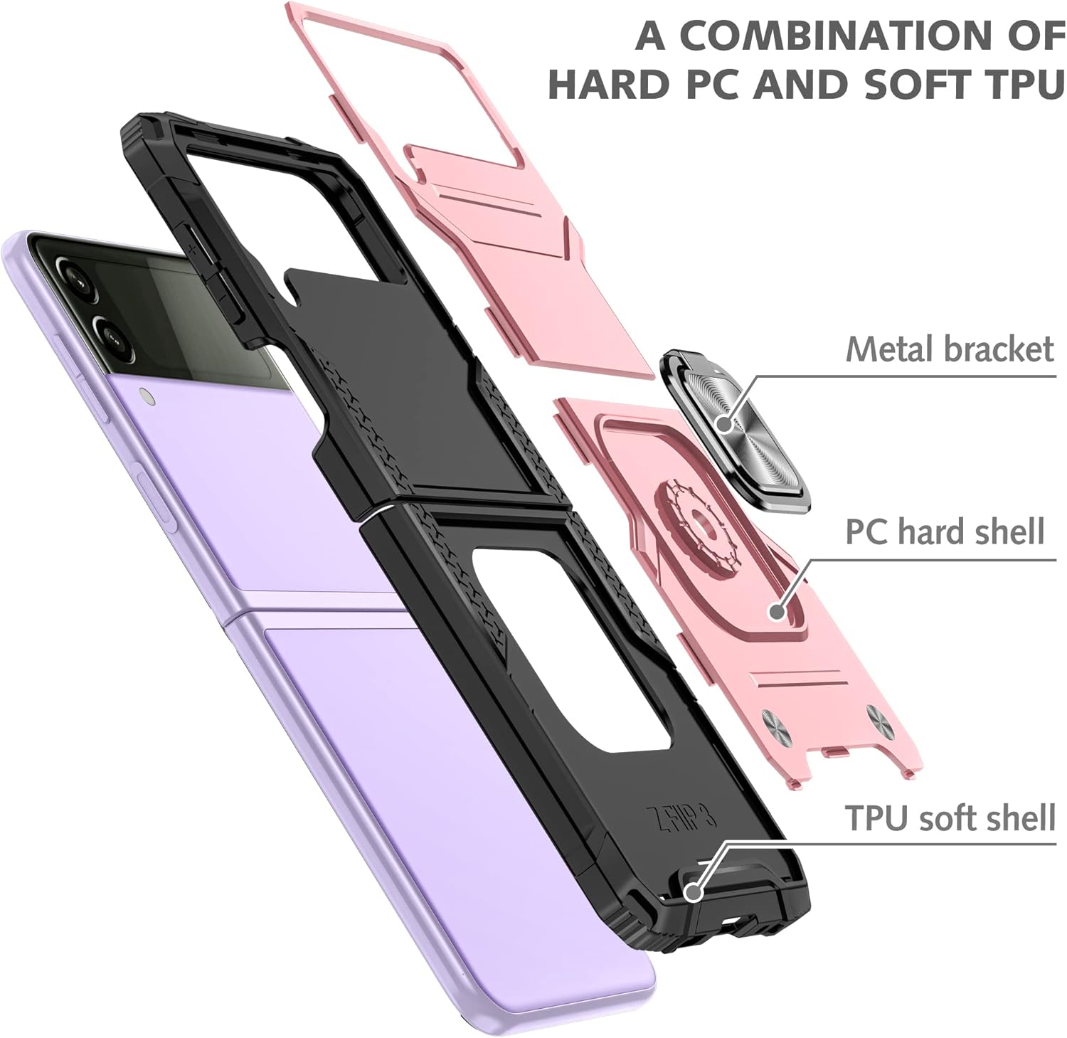 AYMECL Funda para Z Flip 3, Samsung Galaxy Z Flip 3, grado militar, doble a prueba de golpes, con función atril, funda protectora para Samsung Z