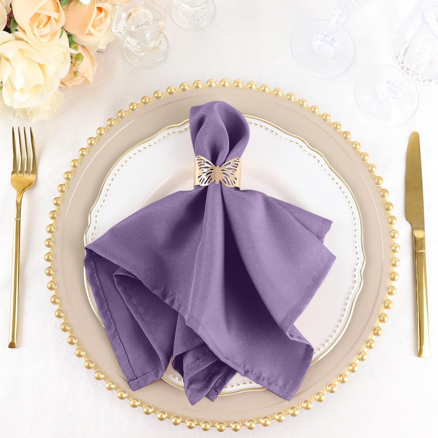 BalsaCircle – 60 servilletas de poliéster de amatista violeta de 17 pulgadas, para bodas, fiestas, recepciones, eventos, restaurantes