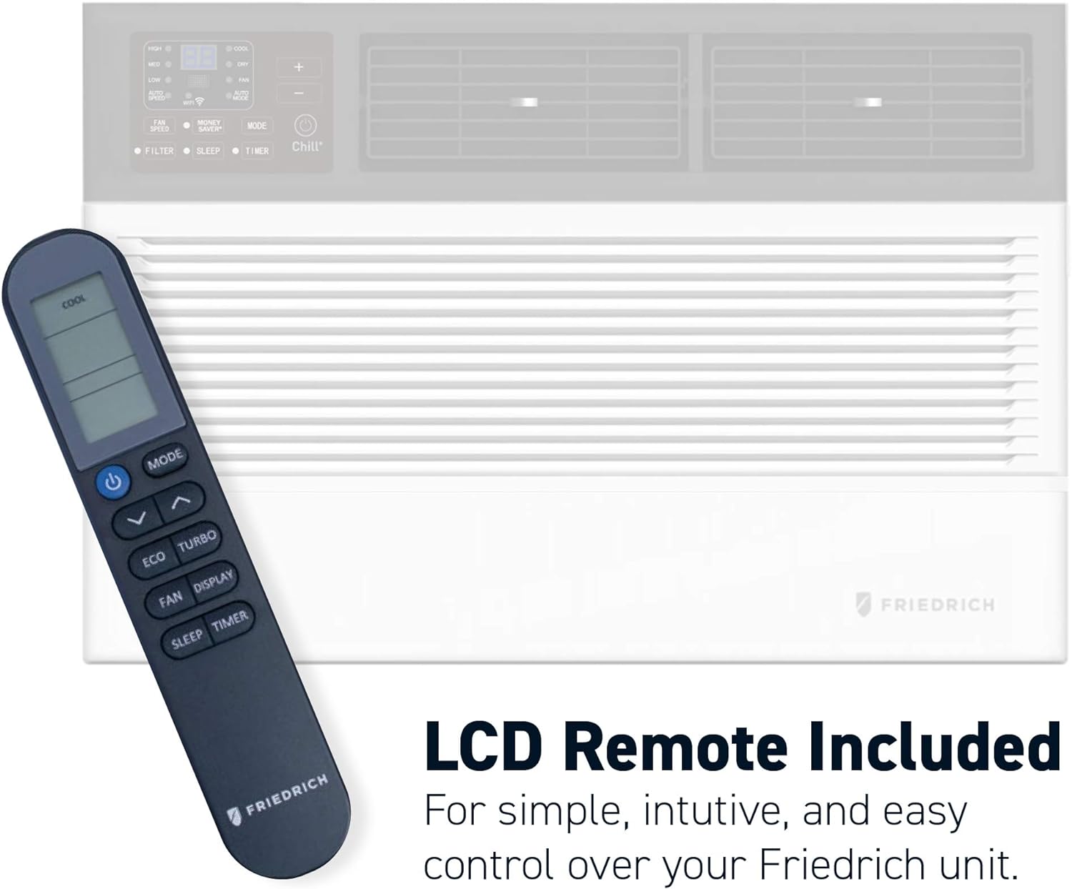 Friedrich CCF08B10A Chill Premier Unidad inteligente de ventana de aire acondicionado, control móvil WiFi, blanco, capacidad de enfriamiento (8,000