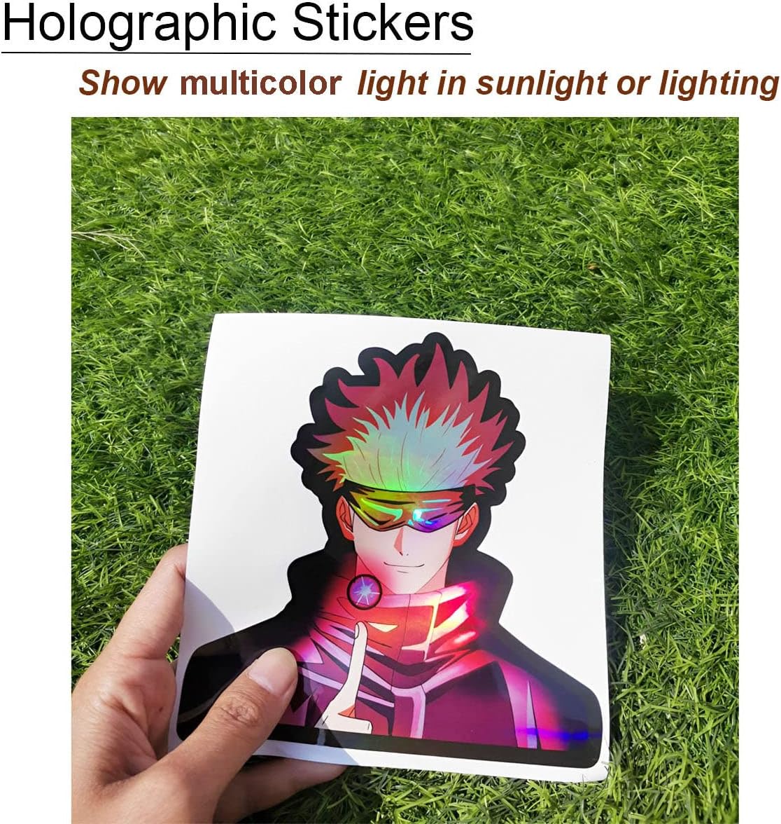 Paquete de 3 calcomanías de anime para automóvil, holográficas, impermeables, calcomanías de anime para automóviles, motocicletas, laptop, maletero,