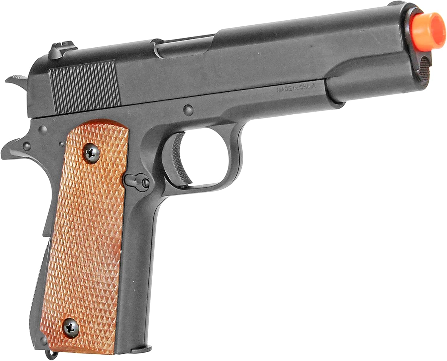 BBTac 1911 Airsoft Spring Pistol Airsoft Gun M21 High FPS con martillo de trabajo y agarre de seguridad Color madera
