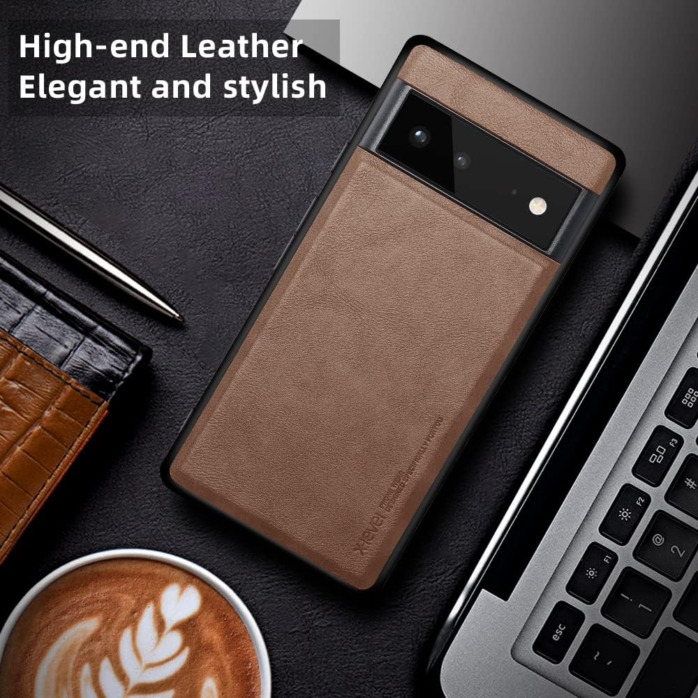 X-level Funda para Google Pixel 6, piel sintética de alta calidad, TPU suave, a prueba de golpes, funda protectora para Pixel 6 (marrón)