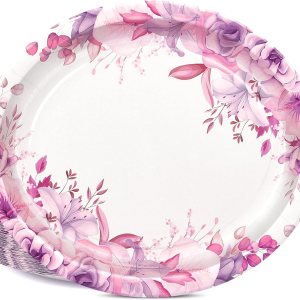 50 platos de papel para el Día de la Madre, suministros de fiesta de té floral de primavera, 12 x 10 pulgadas, platos desechables ovalados para 50 platos de papel para el Día de la Madre, suministros de fiesta de té floral de primavera, 12 x 10 pulgadas, platos desechables ovalados para