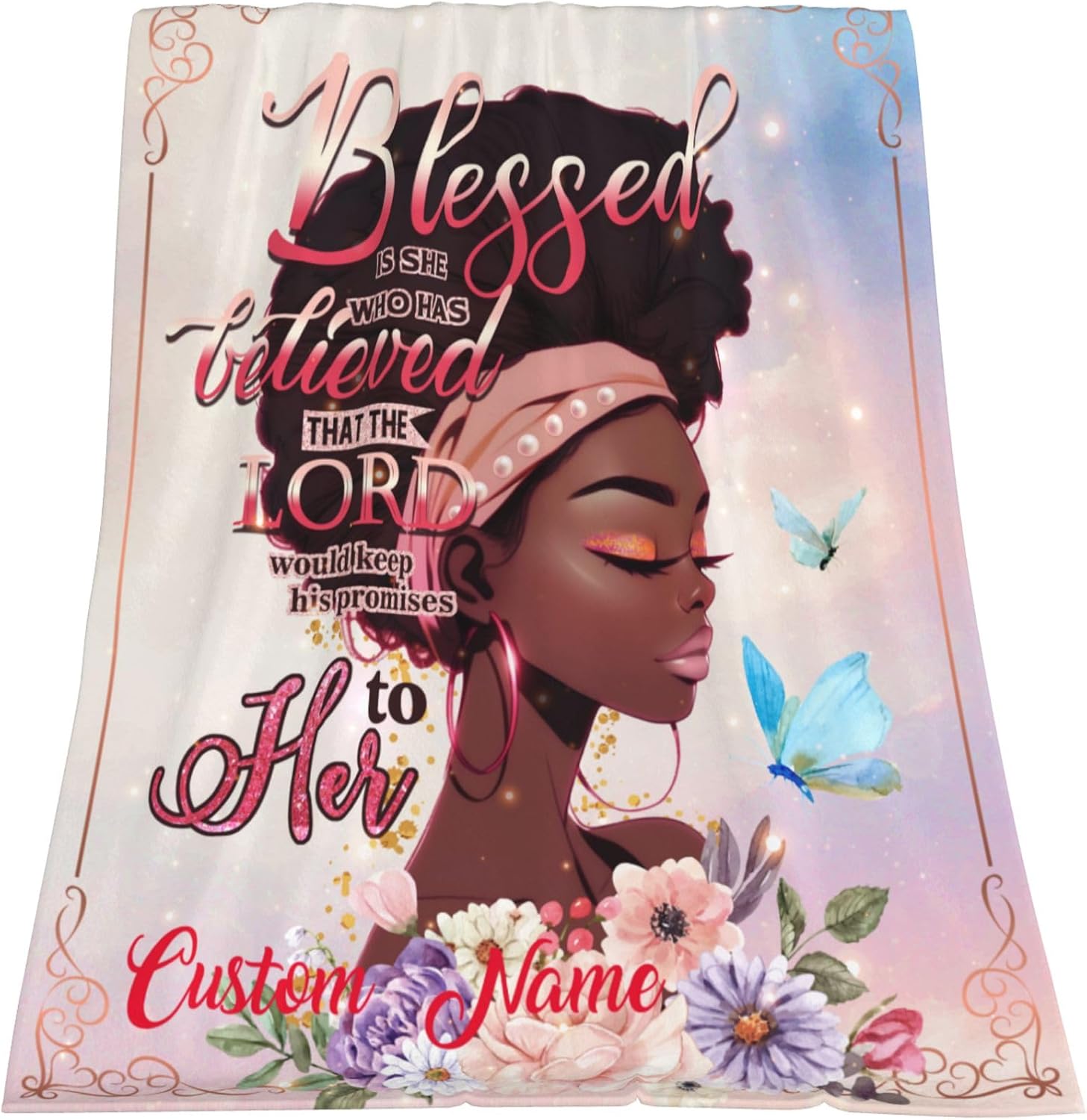 Manta afroamericana personalizada, tamaño Queen, niña negra, mujeres afro, con cita inspiradora, manta de franela para dormitorio, cama, mantas