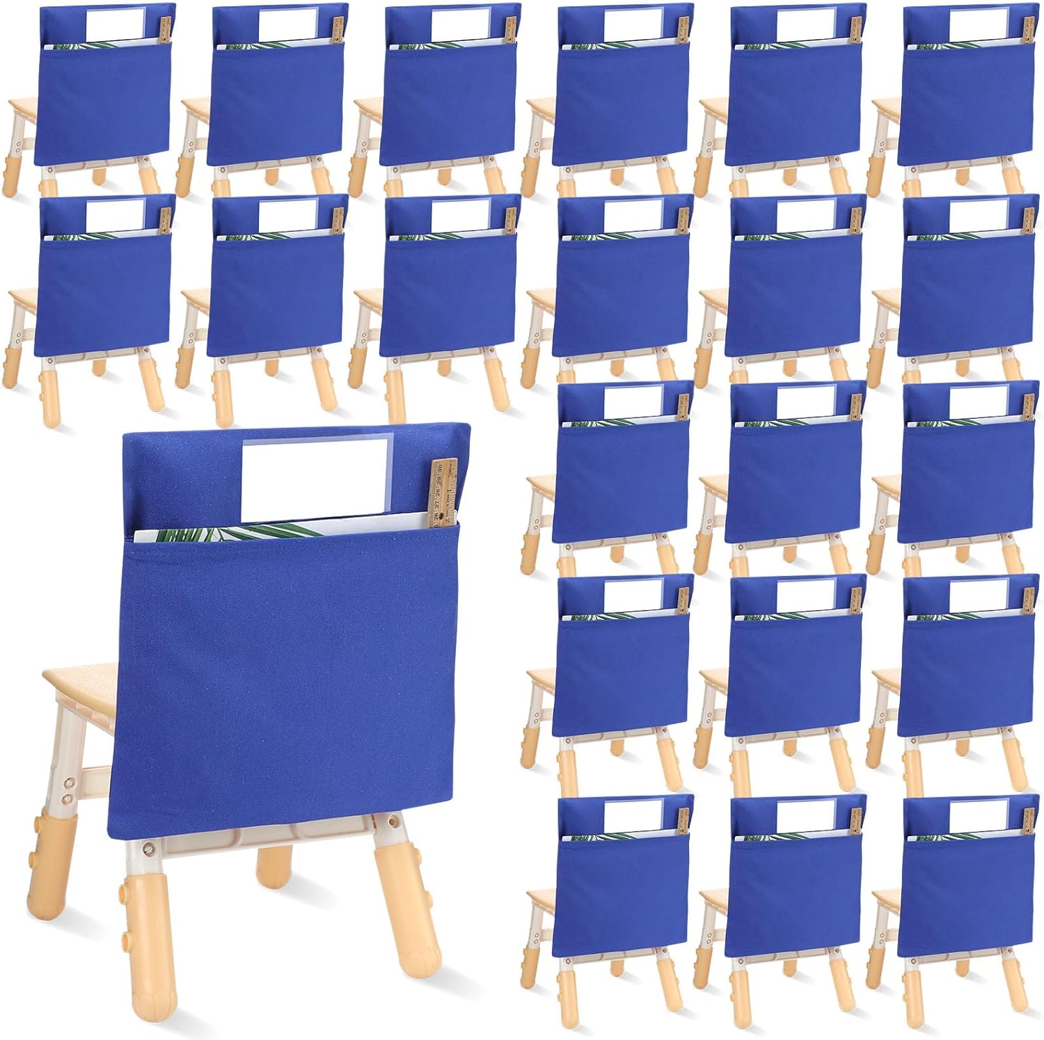 50 bolsillos de almacenamiento para sillas, bolsa para sillas escolares, aulas, bolsillos para sillas de estudiantes, organizador para sillas de