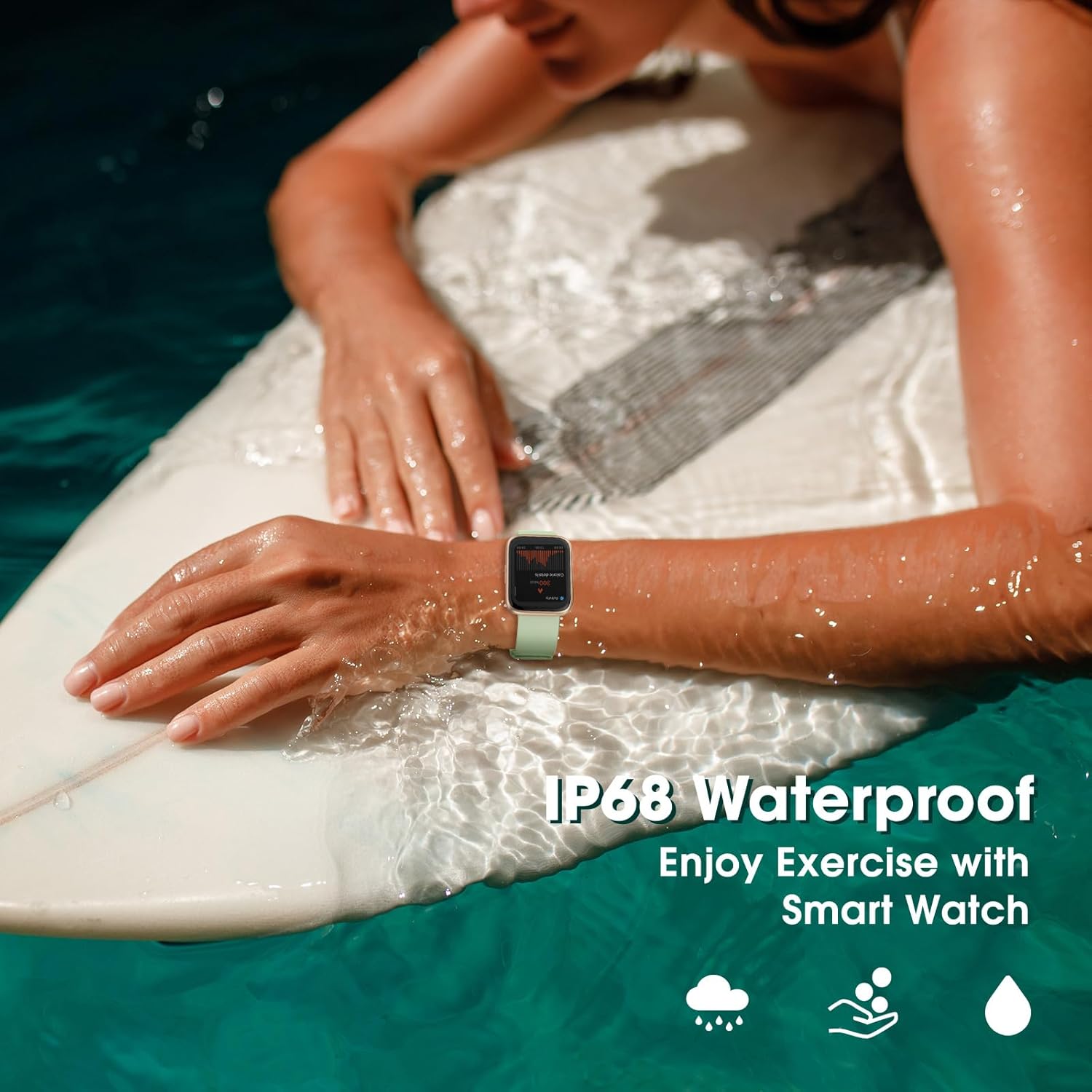 TYKOIT Reloj inteligente, rastreador de actividad física con pantalla táctil de 1.772 in, monitor de frecuencia cardíaca, oxígeno en sangre, reloj