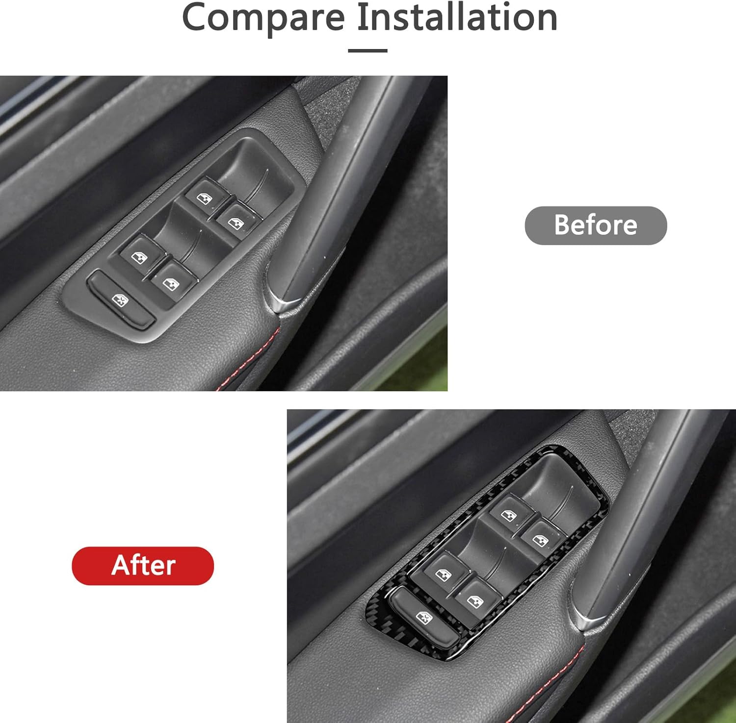 Compatible con interruptor de elevación de ventana de coche, adhesivo de control de botón de fibra de carbono, accesorios interiores para Volkswagen