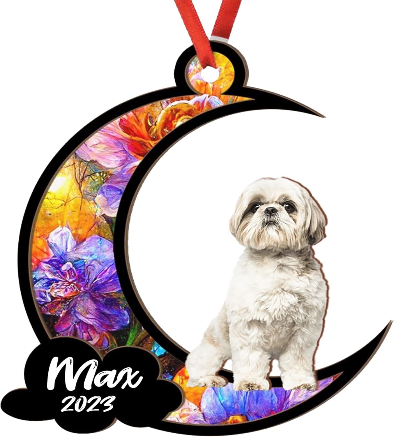 Adorno de Navidad personalizado Shih Tzu, atrapasoles – Nombre personalizado de Shih Tzu2, adorno 3D personalizado de razas de perros, atrapasueños