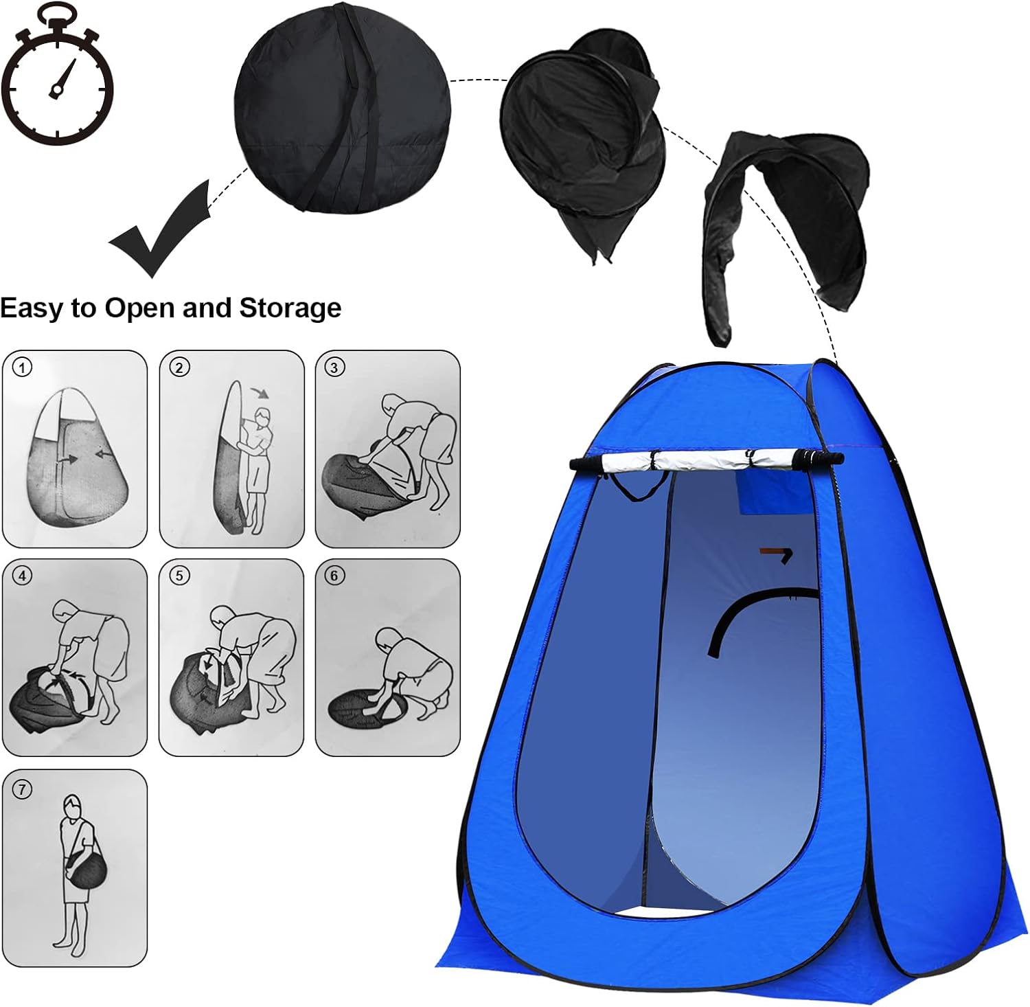 Tienda de campaña portátil de privacidad, campamento al aire libre, baño, baño, ducha, amplio vestidor, vestuario para senderismo, playa, picnic,