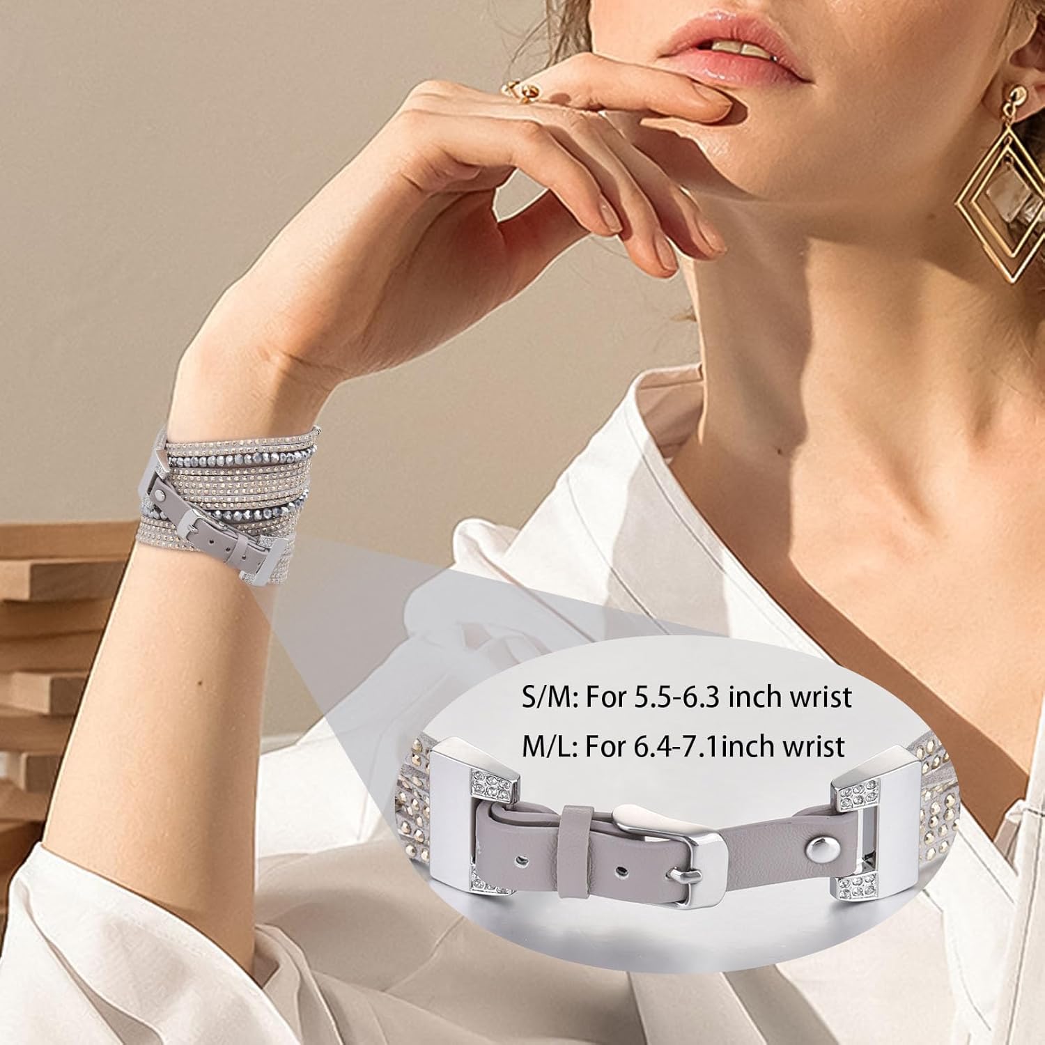 V-MORO Pulsera bohemia compatible con correas de Apple Watch de 1.772 pulgadas, 1.732 pulgadas, 1.654 pulgadas, pulseras envolventes multicapa