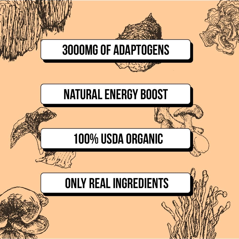 Wise Bar Adaptogen – Barras nutricionales de hongos  Sabor a plátano y mantequilla de maní  12 unidades  Dosis diaria completa de 3,000 mg de hongos