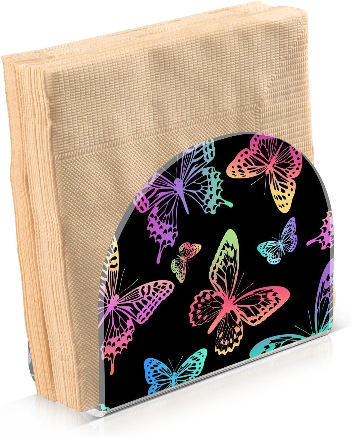Servilletero acrílico de otoño para mesa, cocina, fantasía, arco iris, mariposa, cóctel, cena, servilleteros, dispensador de toallas de papel,