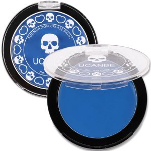 UCANBE Base de maquillaje azul para la cara y el cuerpo, paleta profesional no tóxica de pintura de grasa para fiestas de niños y adultos, pinturas UCANBE Base de maquillaje azul para la cara y el cuerpo, paleta profesional no tóxica de pintura de grasa para fiestas de niños y adultos, pinturas