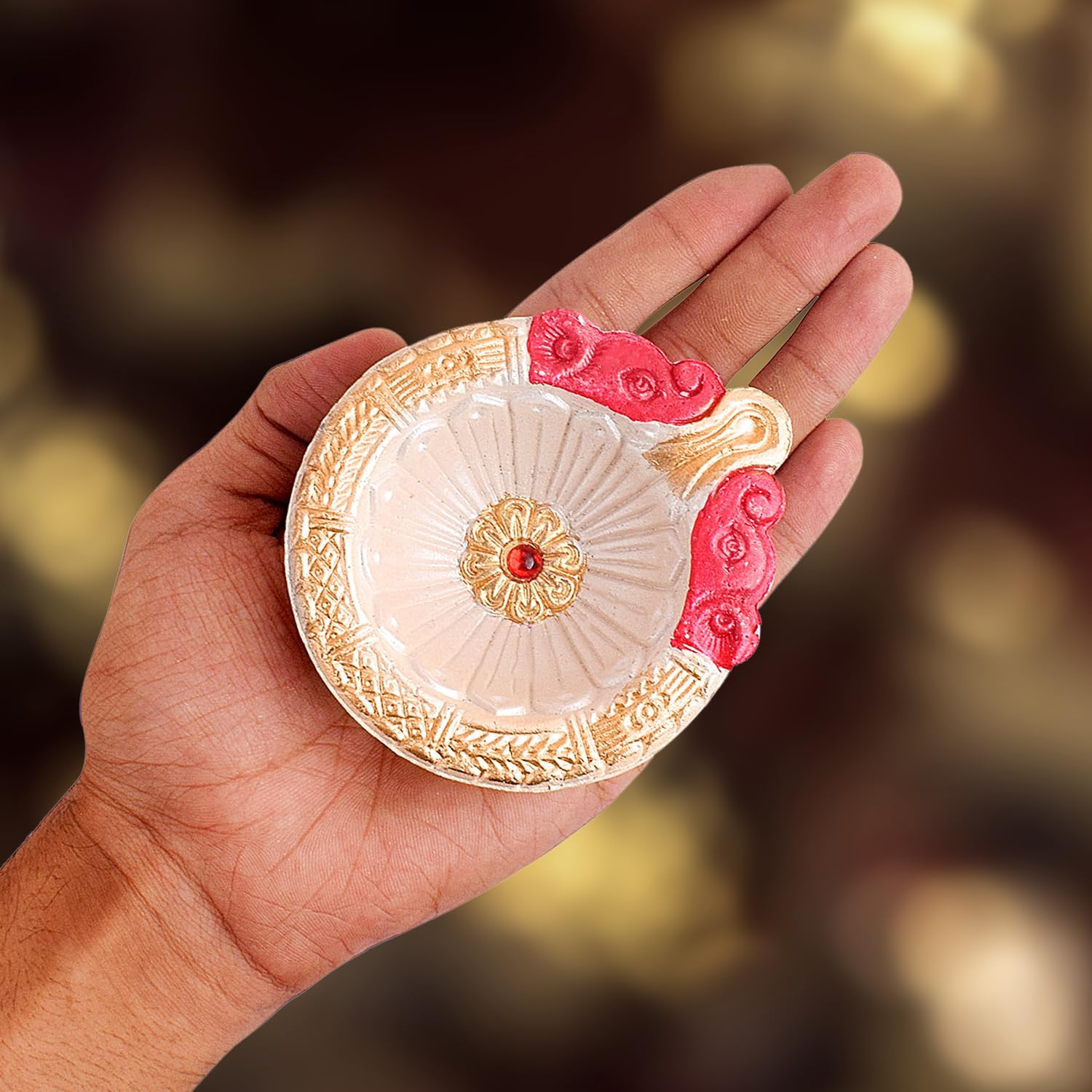 SATVIK 4 piezas de arcilla multicolor Diya Terracota Dia Dia tradicional Puja Vilakku lámpara de aceite natural Mitti Diya luz de té bienvenida