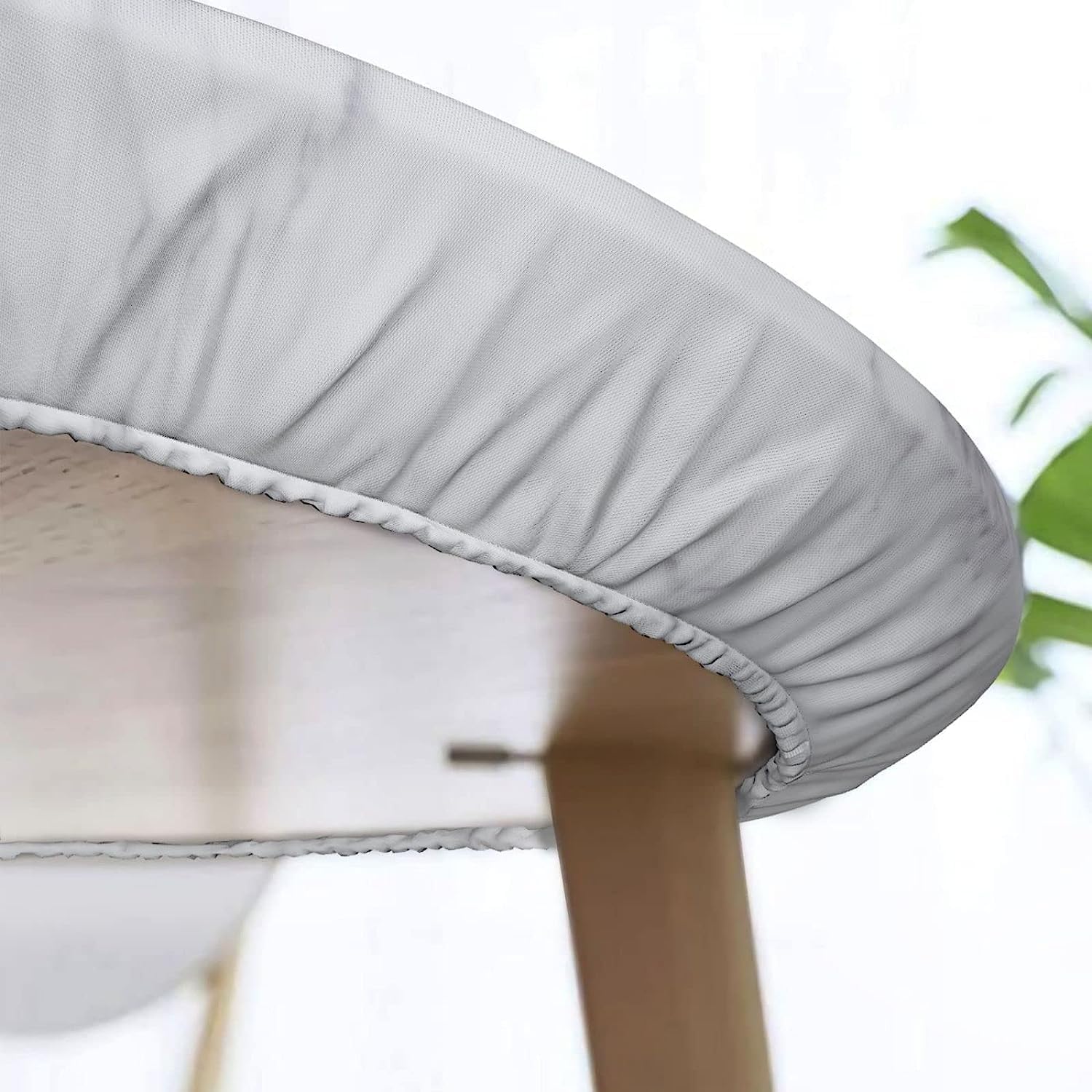 Fiokroo Mantel con textura de mármol blanco con borde elástico, mantel redondo, lavable, reutilizable, para cocina, comedor, fiesta, picnic, mediano