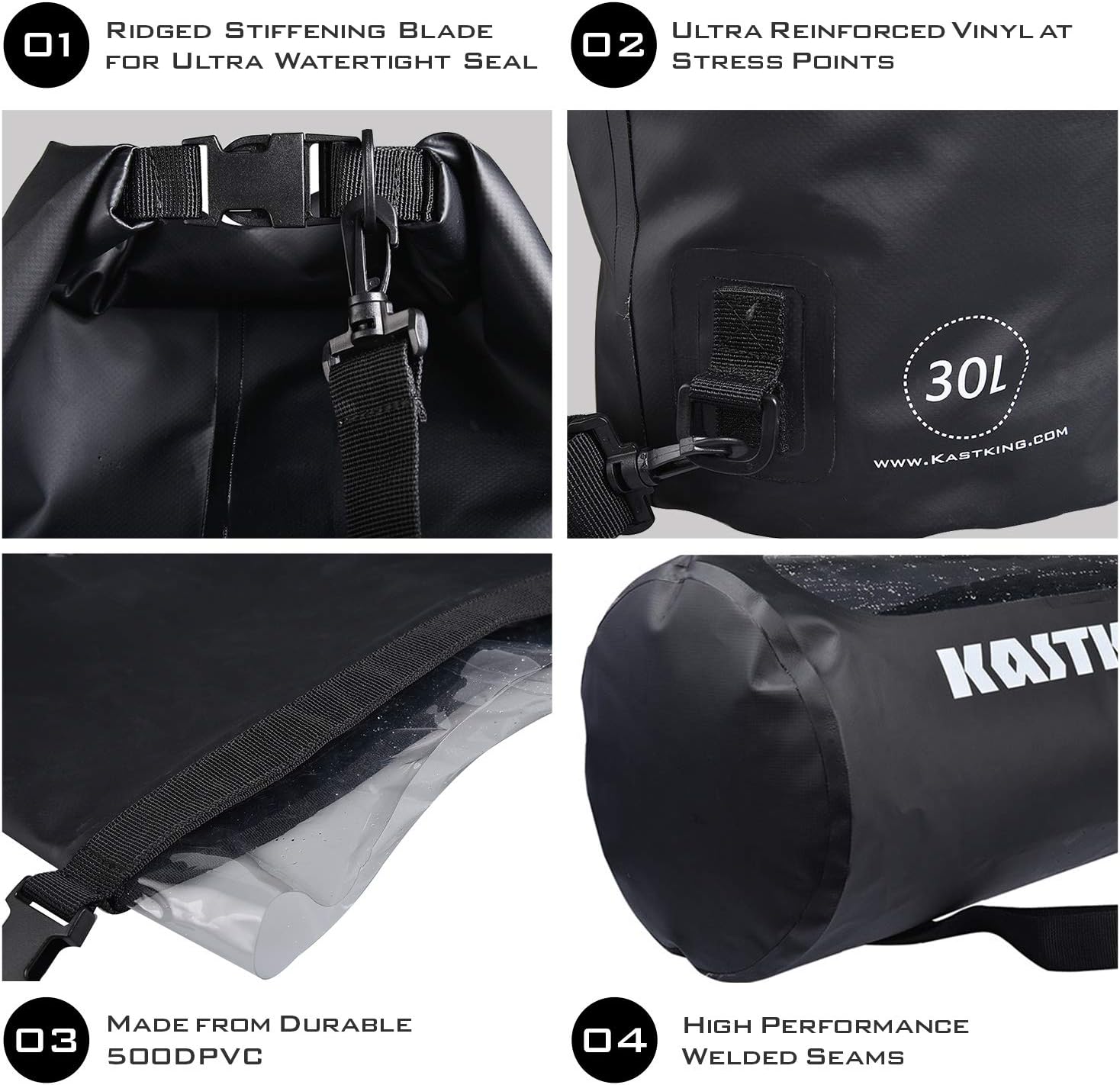 KastKing Bolsas secas, bolsas de almacenamiento 100% impermeables, construcción de grado militar para natación, kayak, canotaje, senderismo,