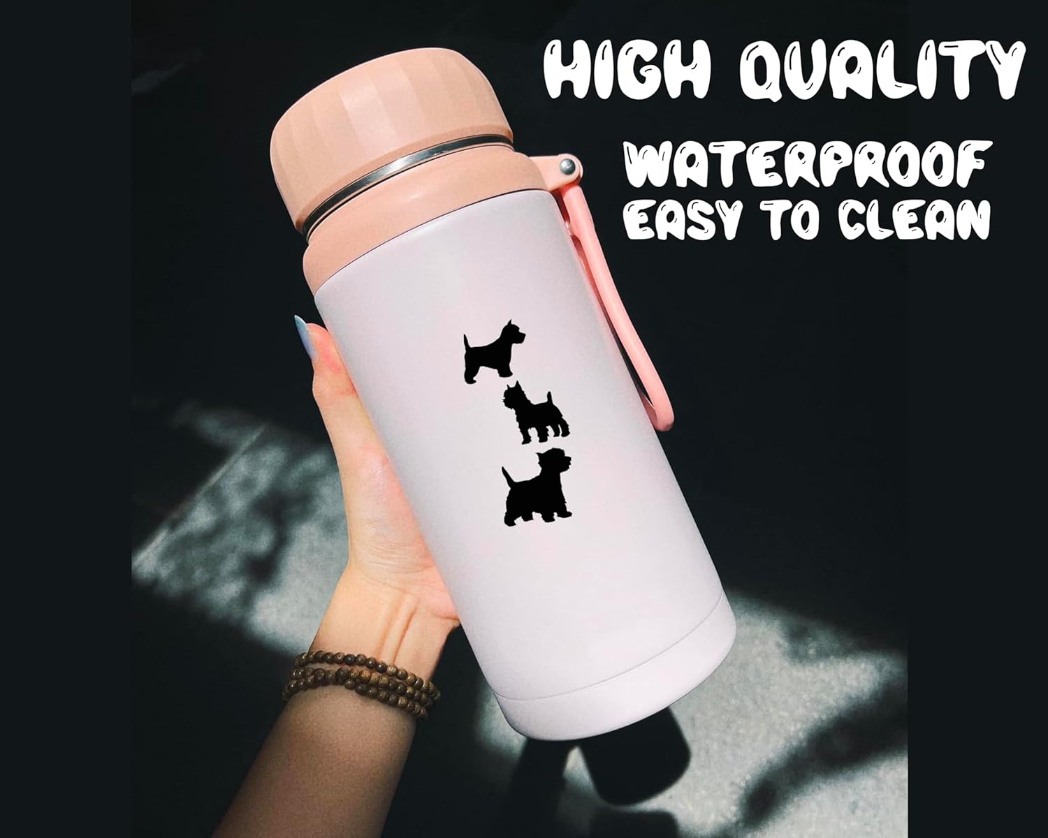 Pet Dog Westie Silhouette – Paquete de 13 calcomanías lindas para parachoques de automóvil, calcomanía para interruptor de luz, calcomanía de pared,