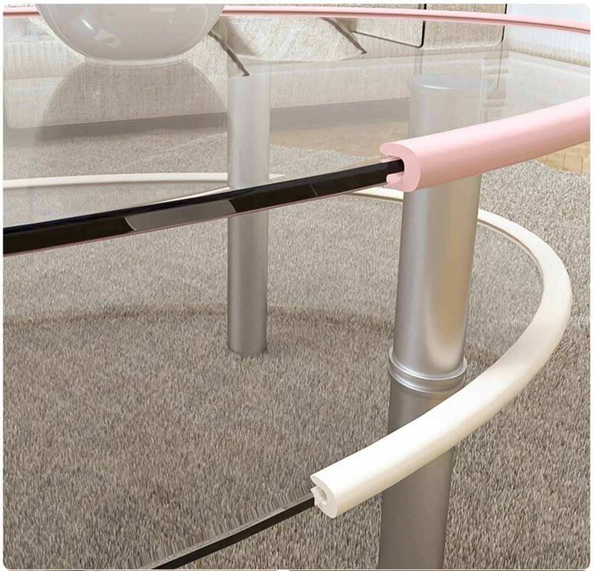 M2cbridge U forma extra gruesa muebles mesa borde protectores espuma bebé seguridad parachoques protector 6.5 pies (rosa)