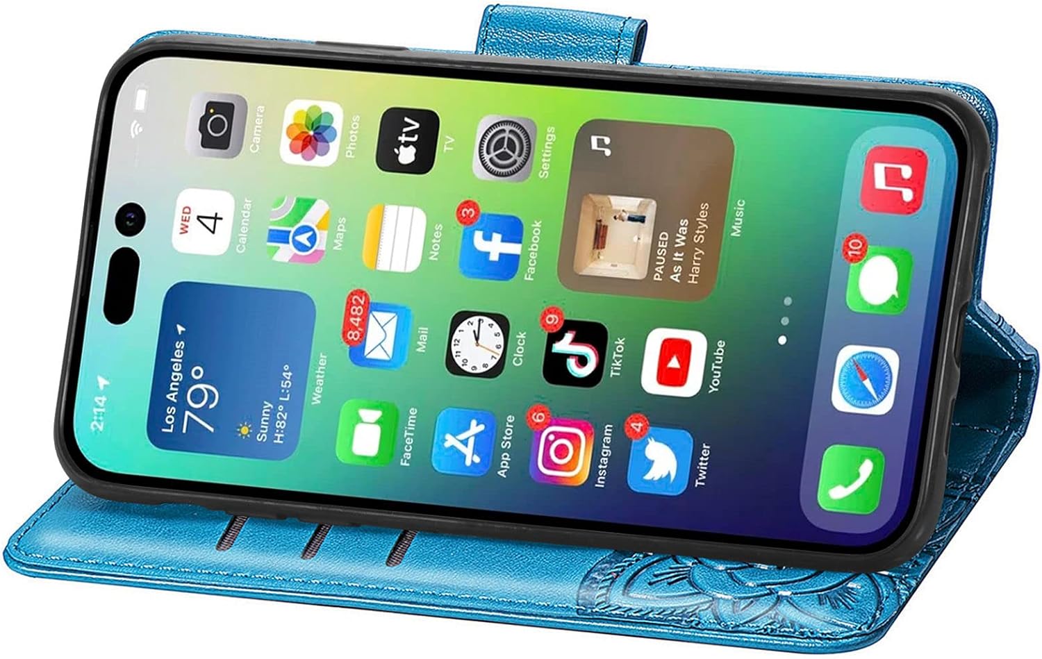 Funda tipo cartera para iPhone 15, funda protectora de piel sintética con tapa para teléfono, correa para la muñeca, tarjetero de crédito, bolsillo